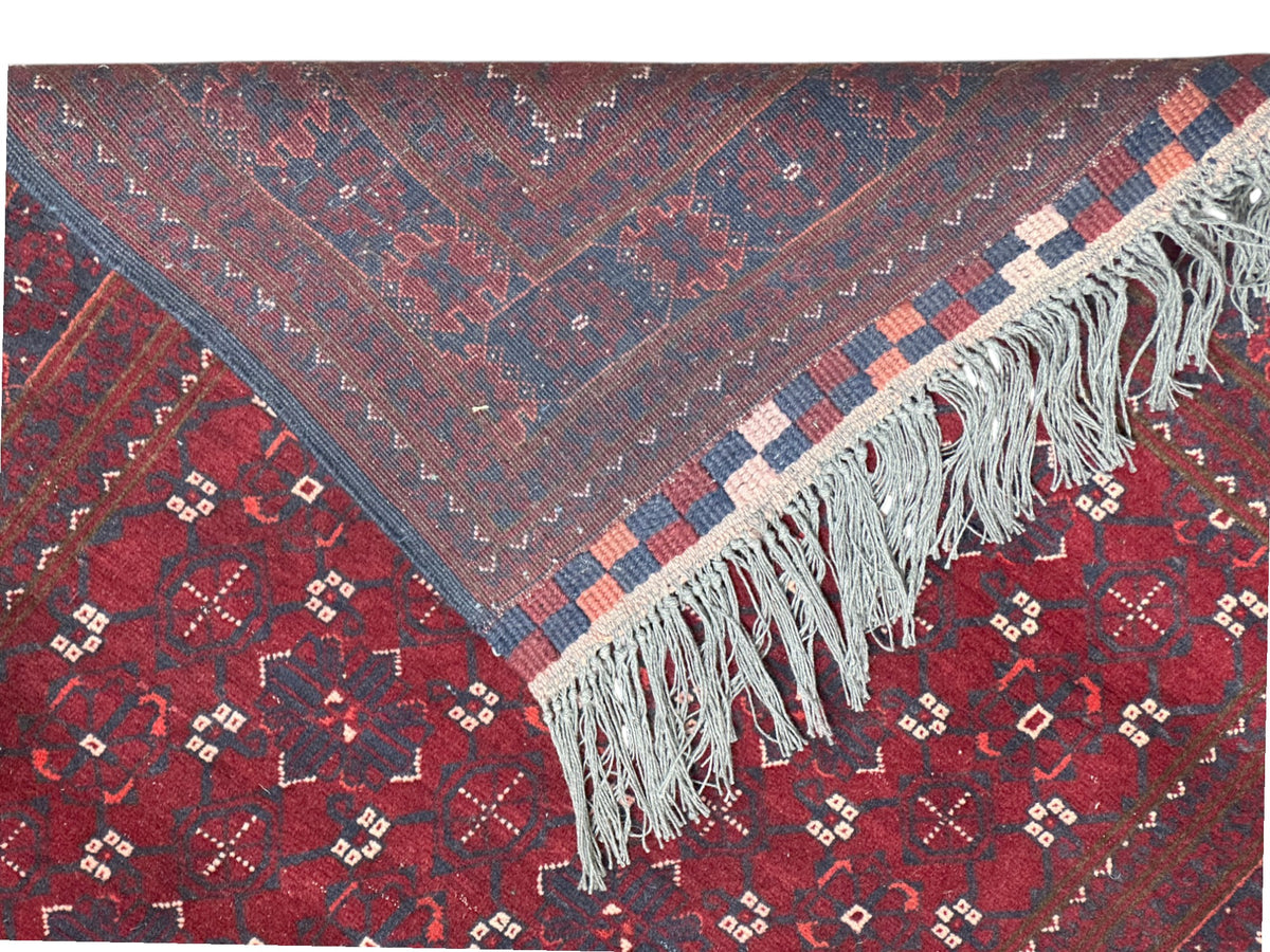 Afghan Beshir Runner 3x12, Burgundy, Navy & Red, Hand-Knotted Wool, view 2