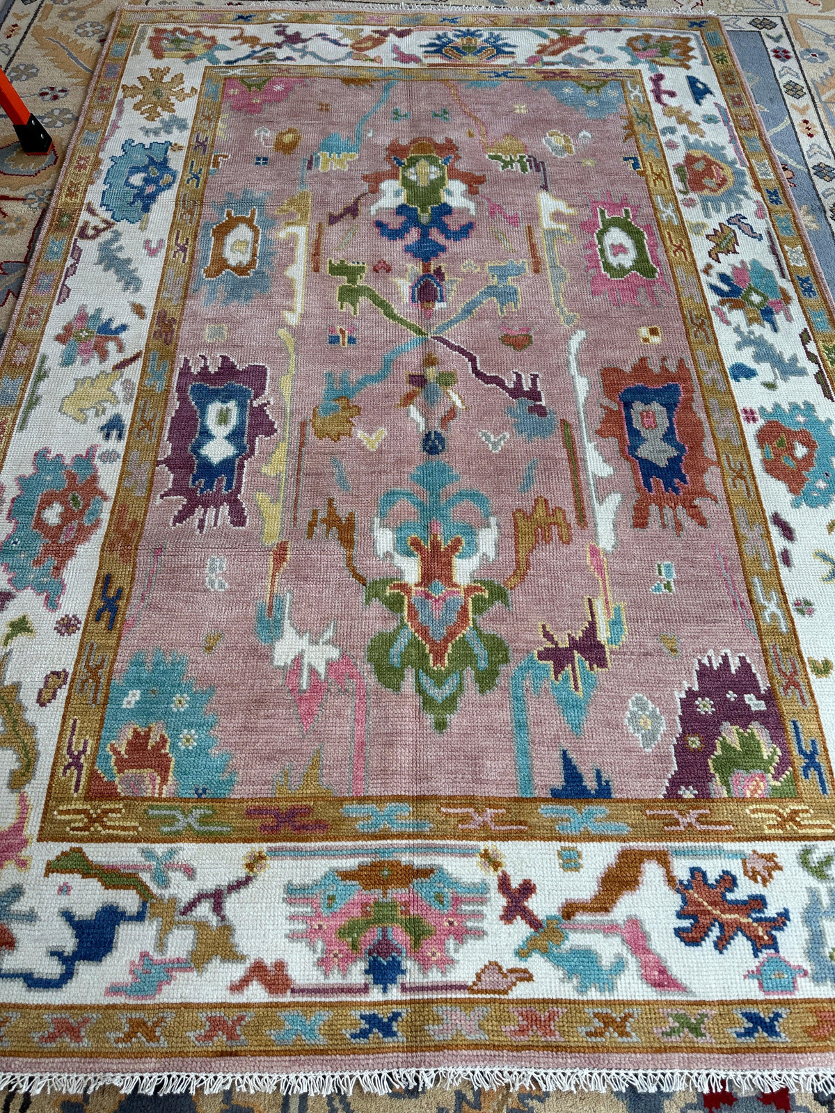Indian Oushak Rug 6' x 9', Hand-Knotted Wool, view 2
