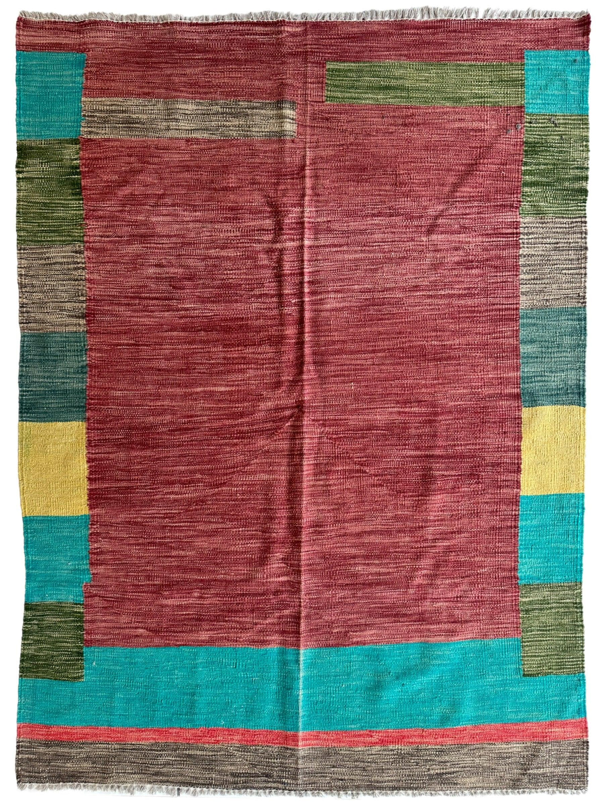 Afghan Chobi Kilim Rug 4'6" x 6'4", Hand-Woven