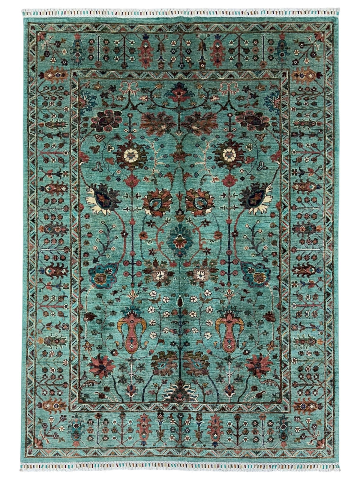 Afghan Chobi Sultani Rug 5'9" x 10'8", Hand-Knotted Ghazni Wool, Blue