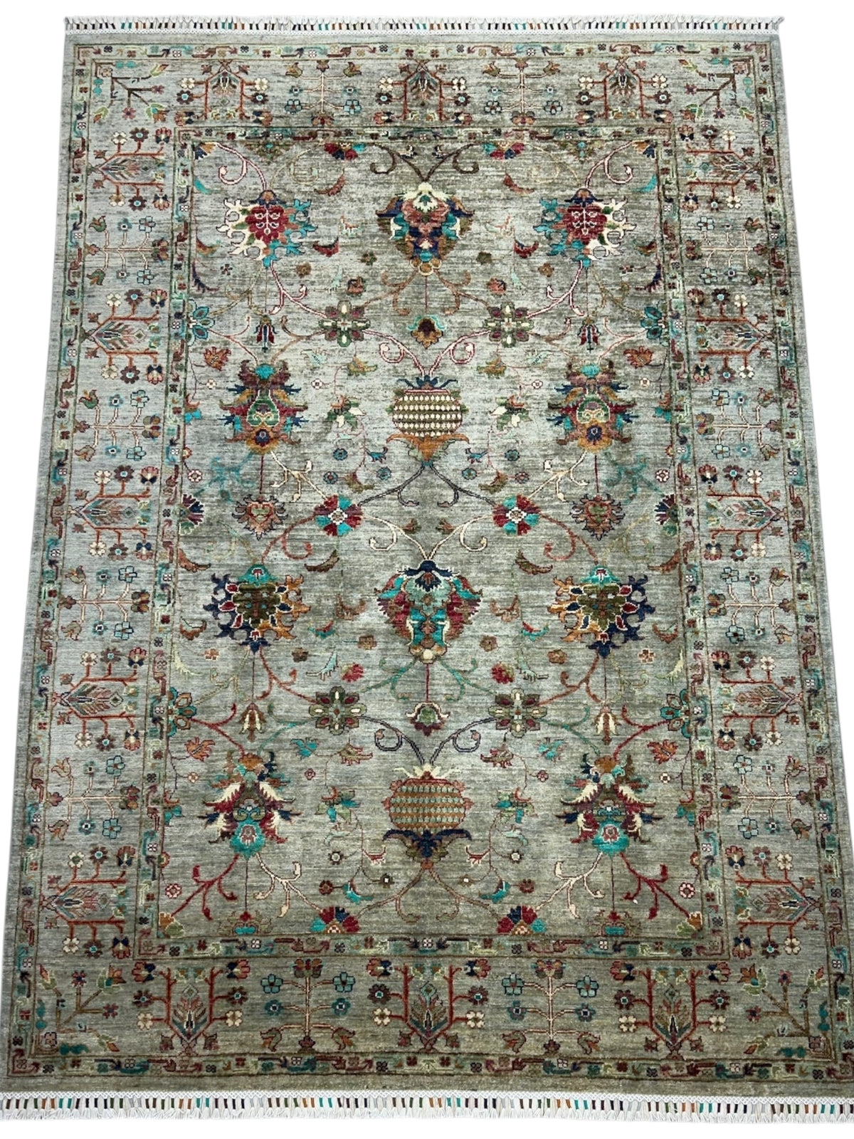 Afghan Chobi Sultani Rug 5'9" x 8', Hand-Knotted Ghazni Wool, Cream, view 2