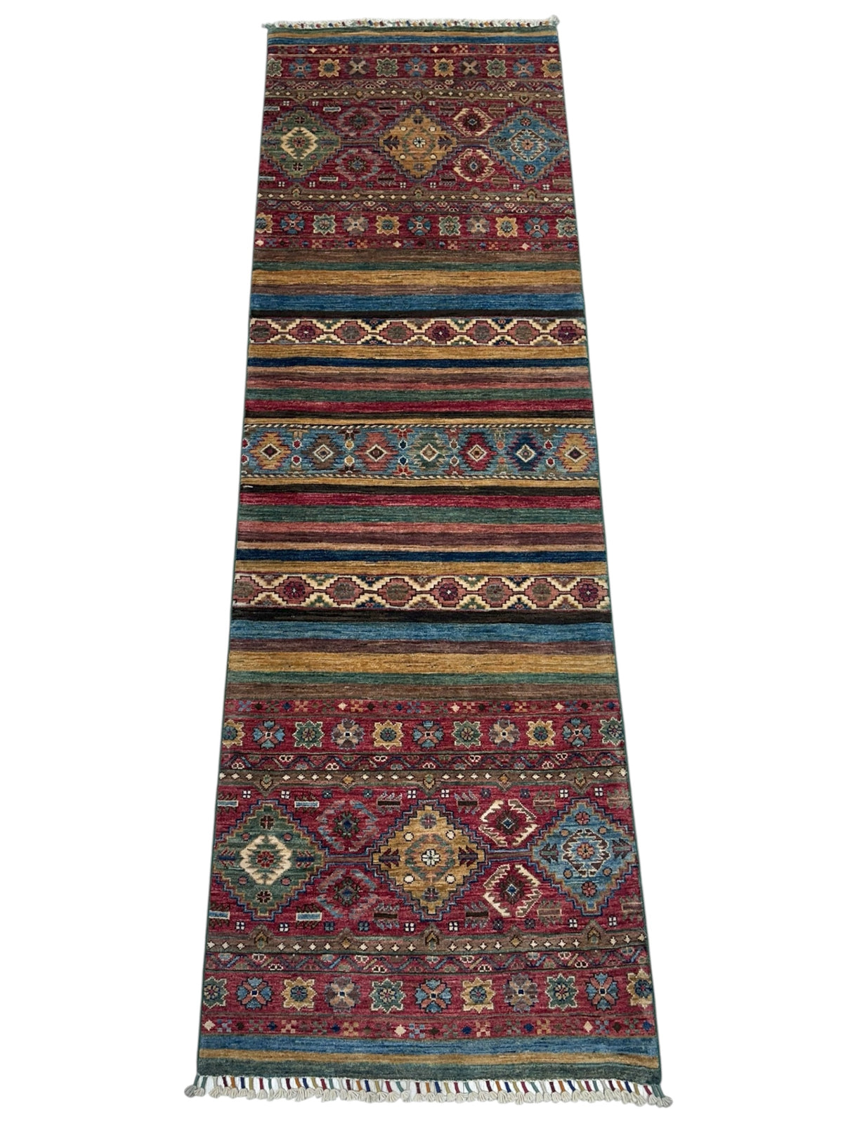 Afghan Khorjin Runner 2'9" x 8'8", Hand-Knotted Ghazni Wool, view 2