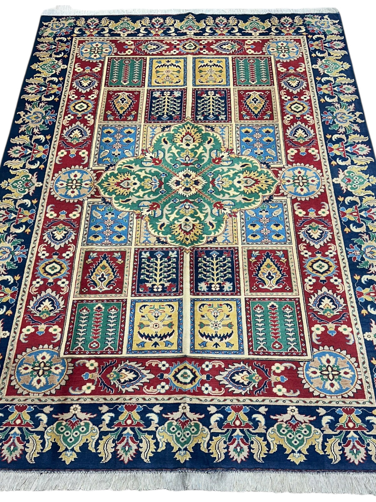 Afghan Bakhtiari Rug 7x10, Navy, Red & Green, Hand-Knotted Wool, view 2