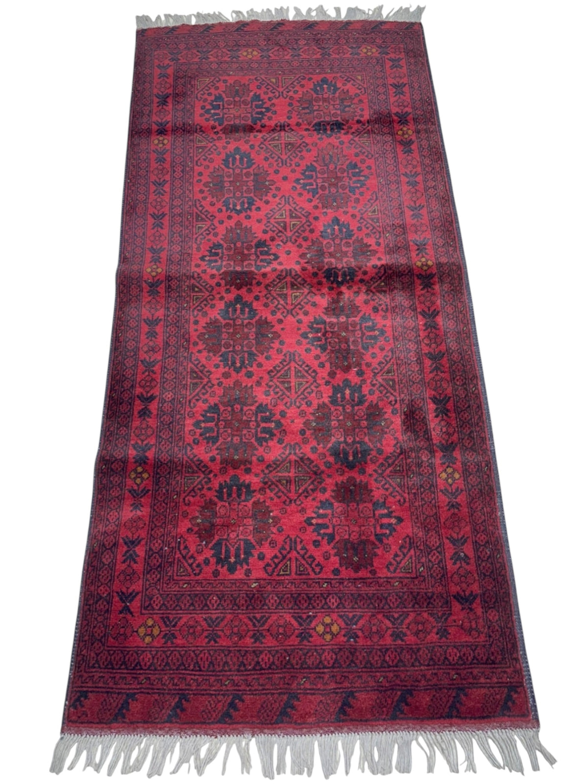 Afghani Runner runner size range tribal Red Blue laid flat