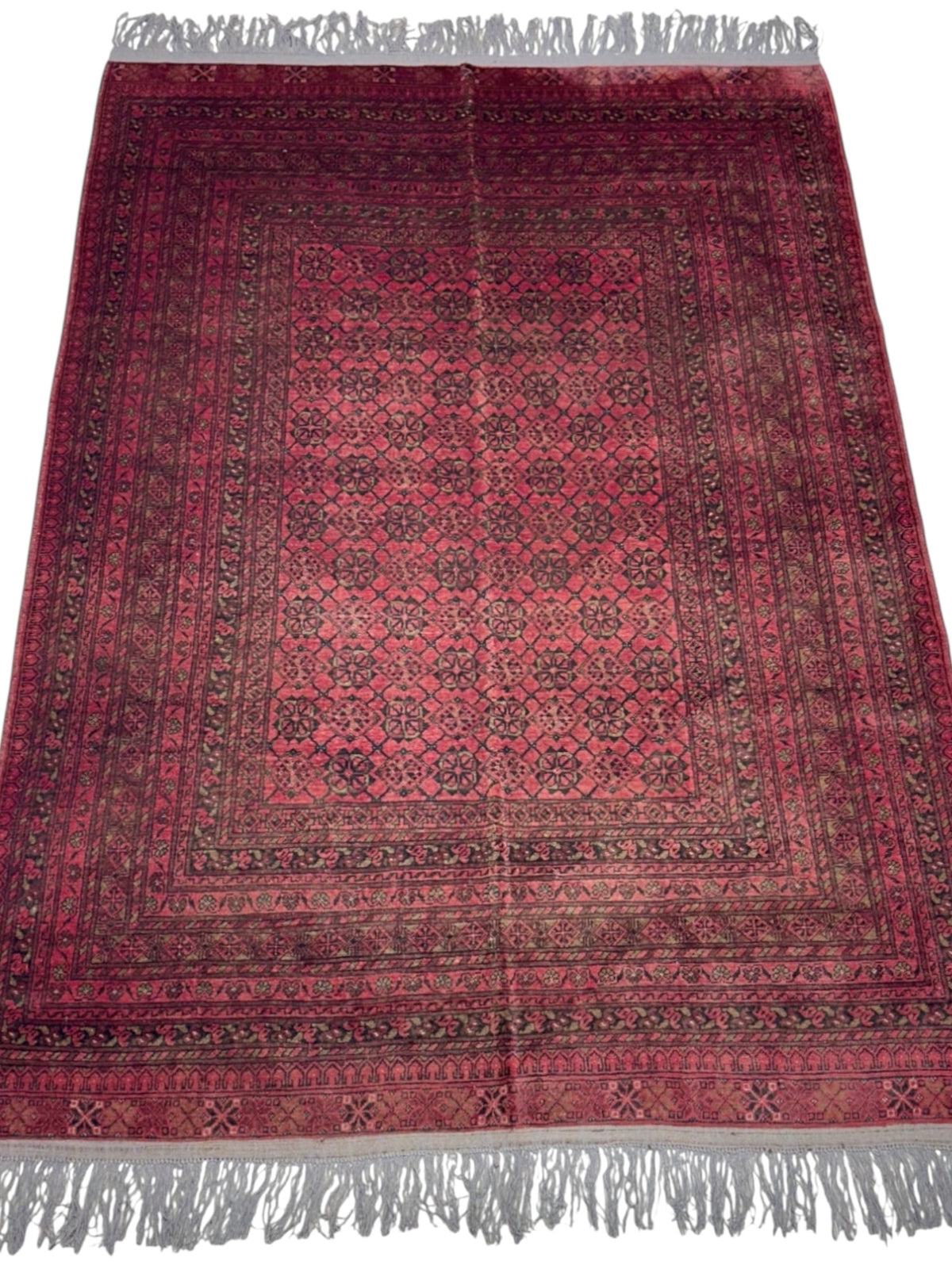 Afghan Beshir Rug 6x9, Burgundy, Red & Navy, Hand-Knotted Wool, view 2