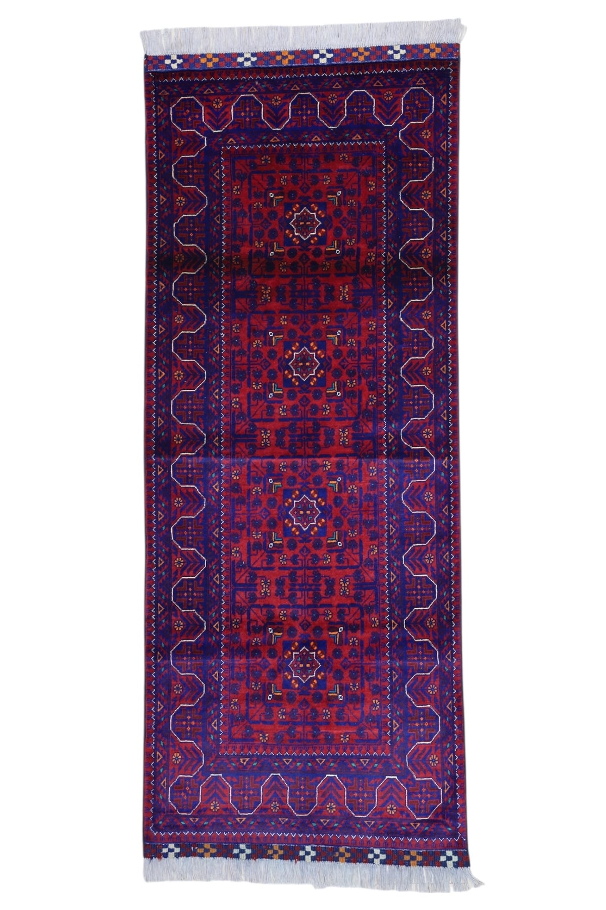 Afghani Runner runner size range tribal Red Blue laid flat