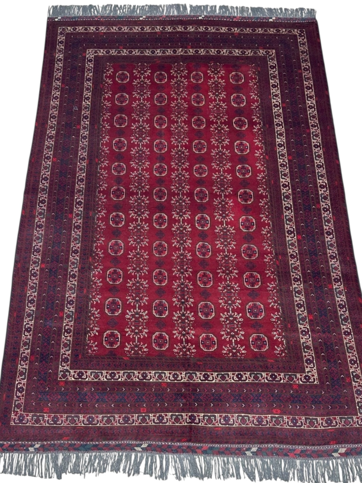Afghan Rug 6x10, Burgundy, Red & Ivory, Hand-Knotted Wool, view 2