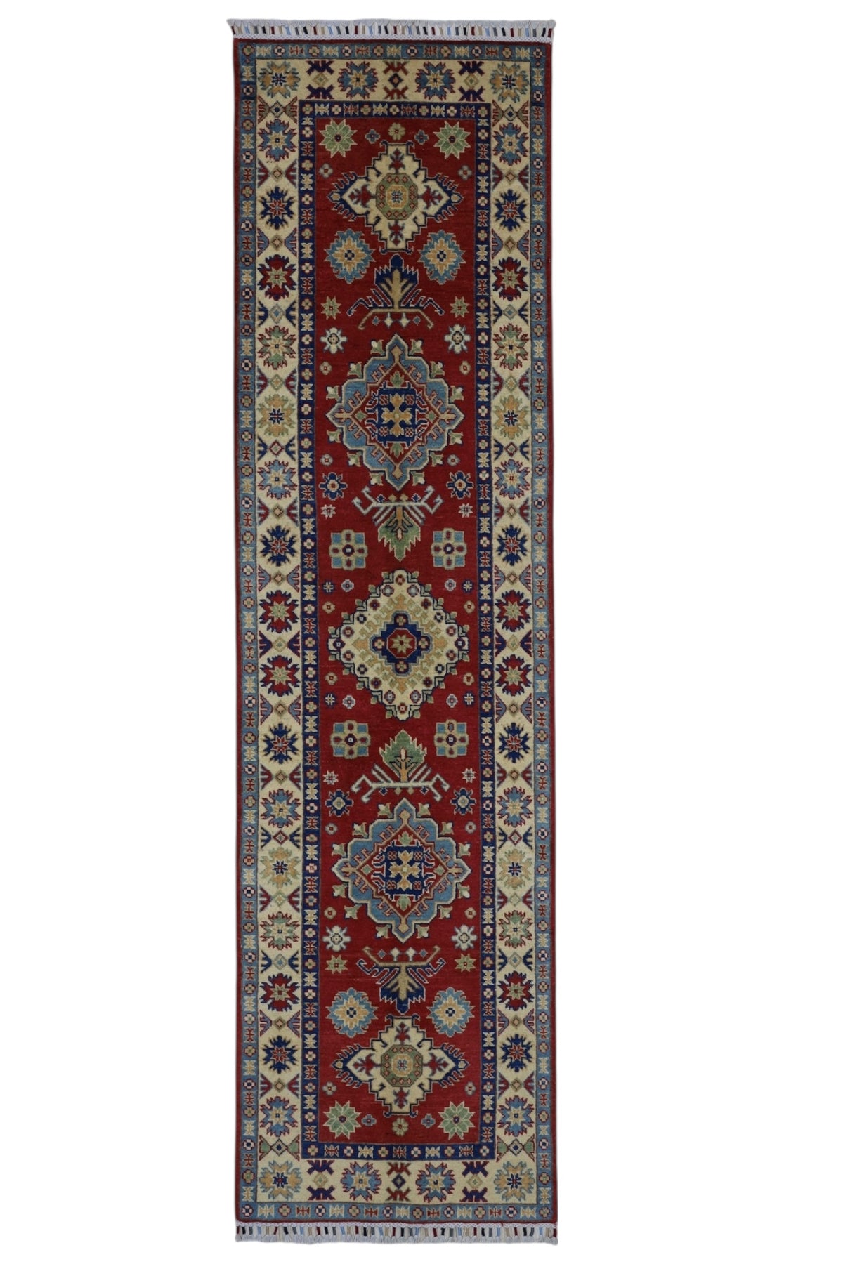 Afghani Runner runner size range tribal Red Cream laid flat