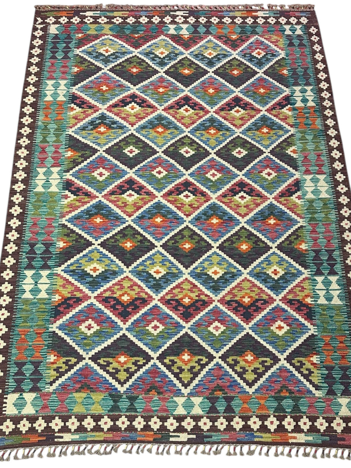Afghan Kilim Rug 5'11" x 8', Hand-Woven Wool, view 2