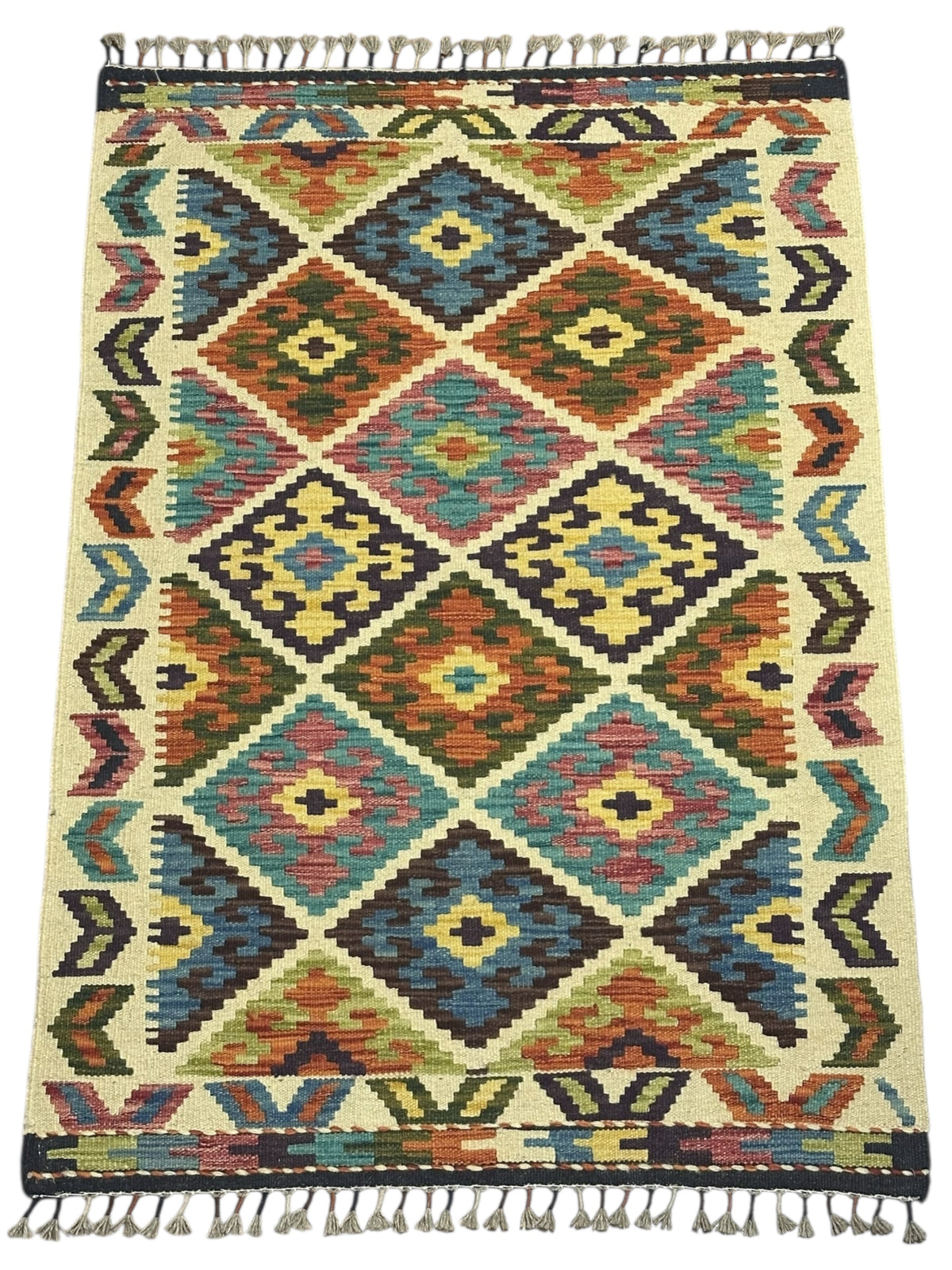Afghan Kilim Rug 2'10" x 4'1", Hand-Woven Wool, No. 299, view 2