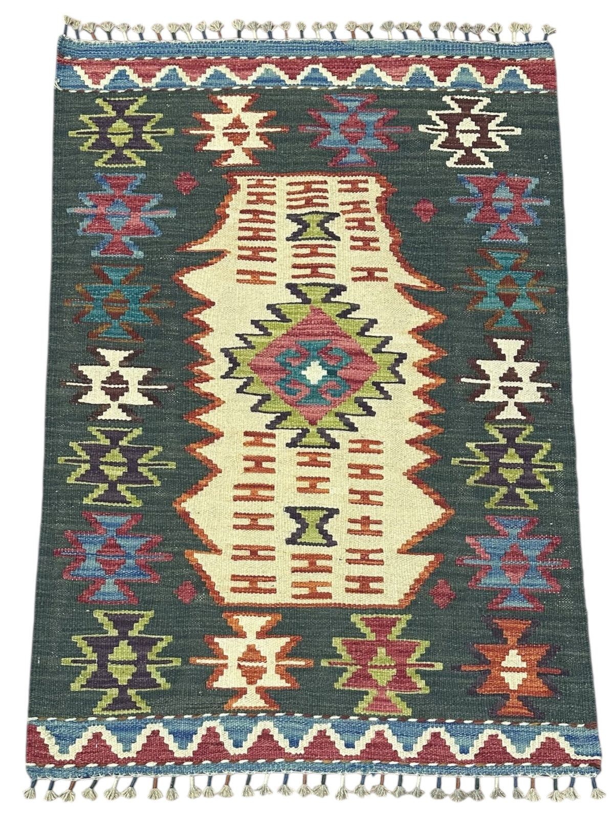 Afghan Kilim Rug 2'8" x 3'11", Hand-Woven Wool, No. 301, view 2