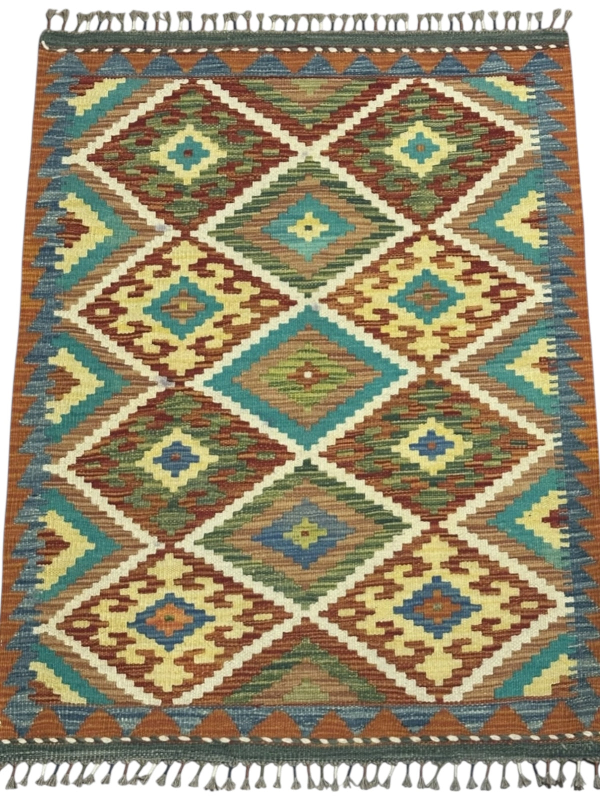 Afghan Kilim Rug 3' x 4'1", Hand-Woven Wool, No. 305, view 2