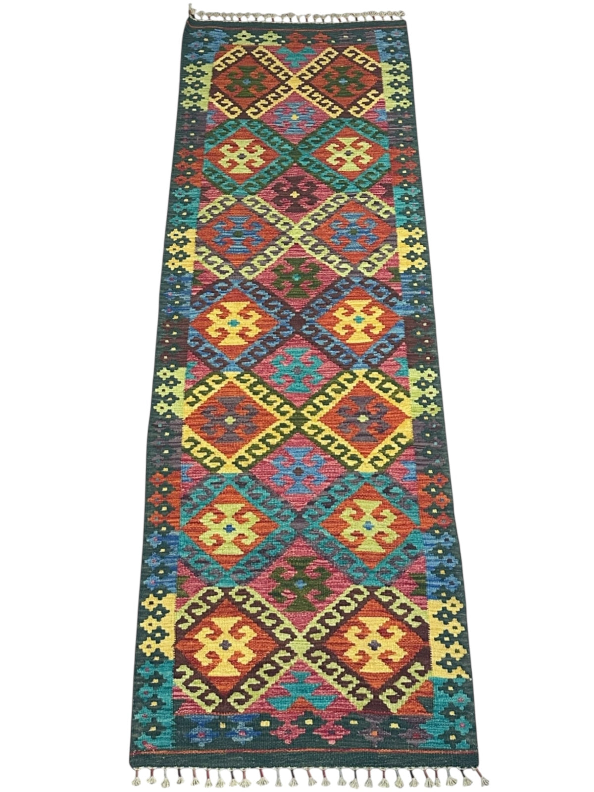 Afghan Kilim Runner 2'9" x 8'4", Hand-Woven Wool, No. 329, view 2
