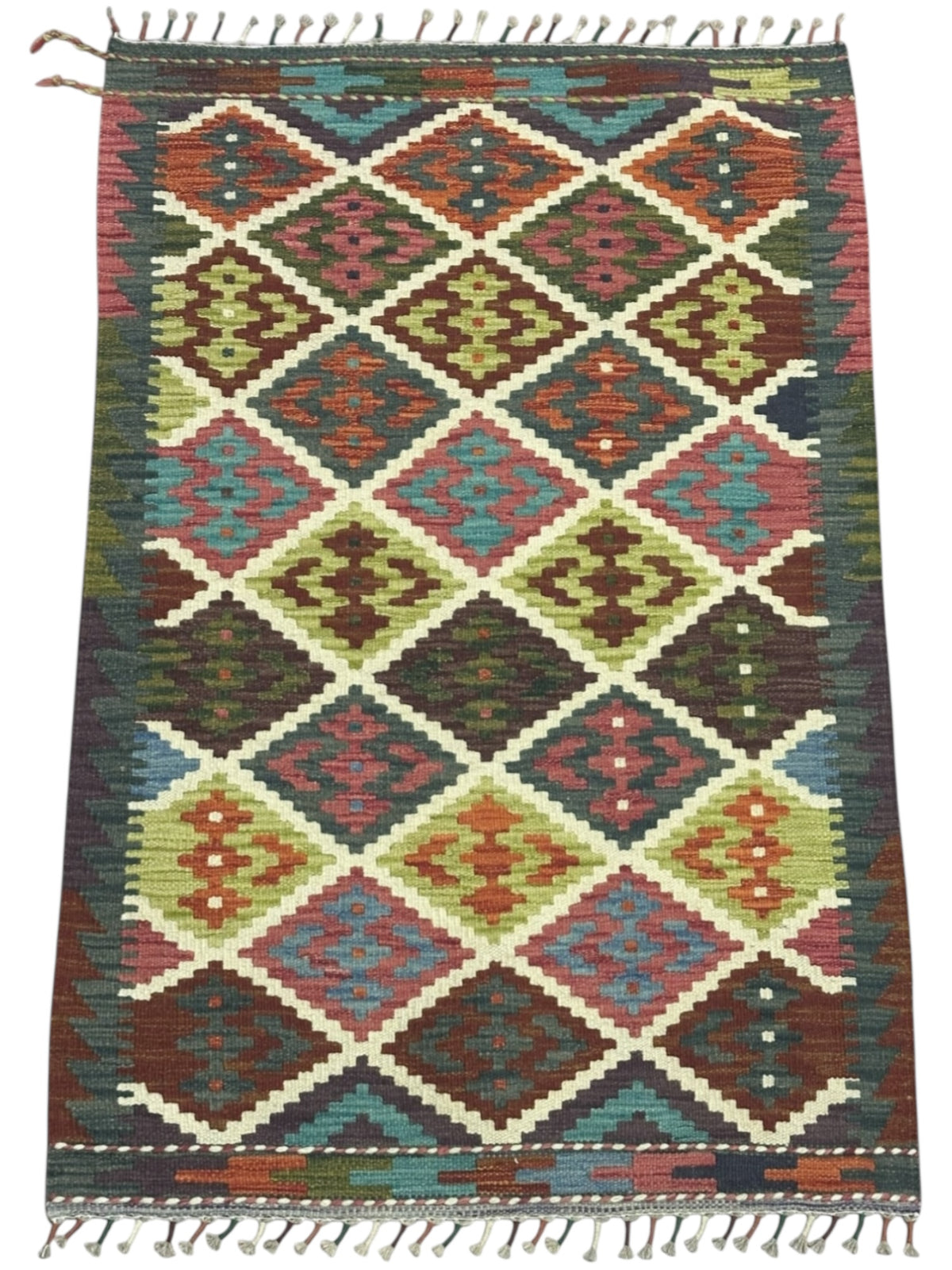Afghan Kilim Rug 2'8" x 4'1", Hand-Woven Wool, No. 274, view 2