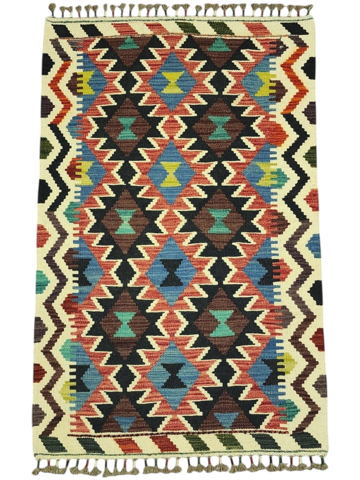 Afghan Kilim Rug 2'7" x 4'2", Hand-Woven Wool, No. 277, view 2