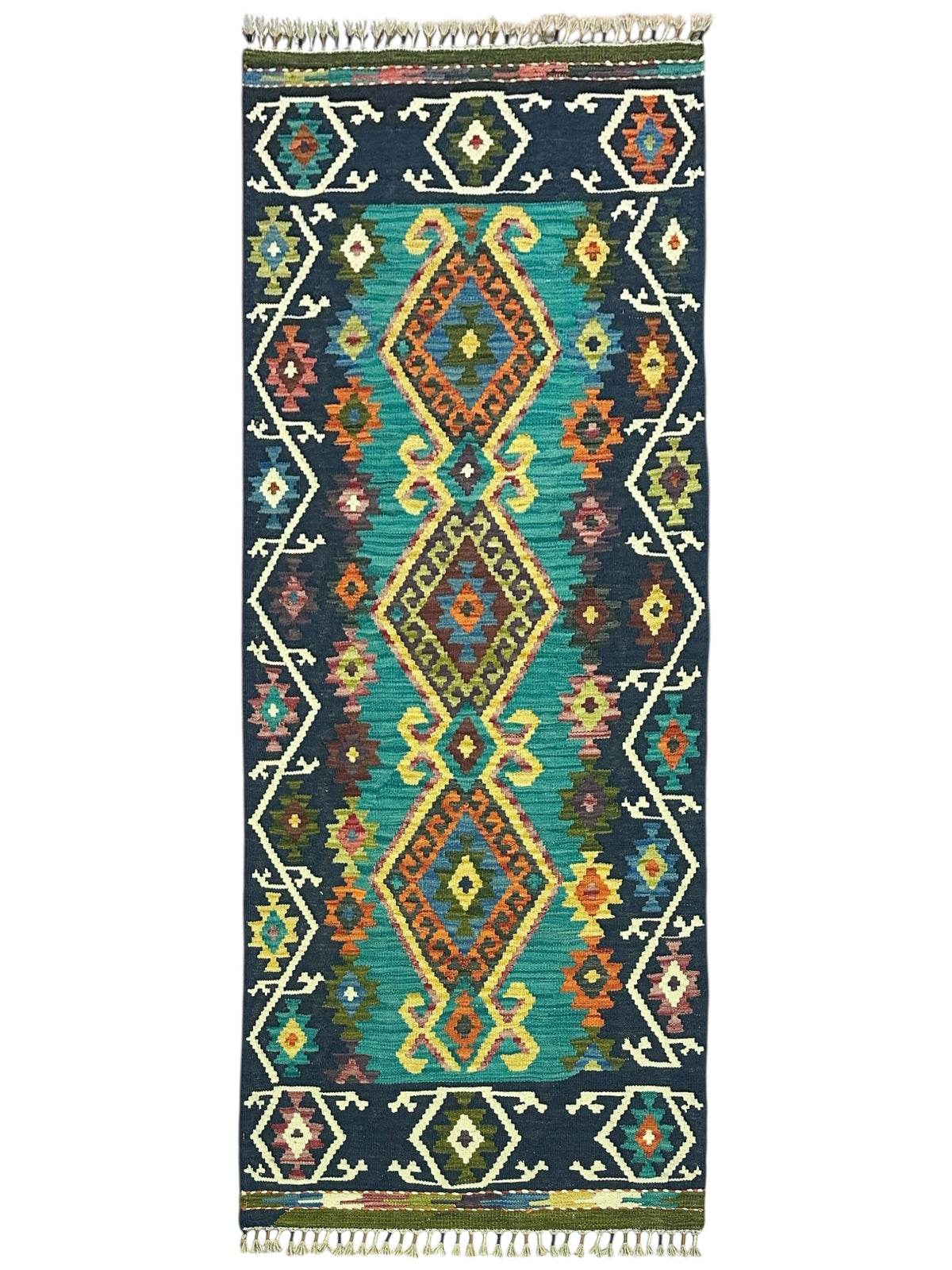 Afghan Kilim Runner 2'10" x 6'6", Hand-Woven Wool, No. 354