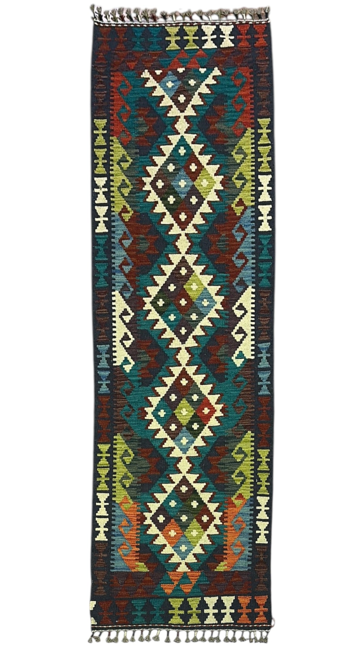 Afghan Kilim Runner 2'1" x 6'6", Hand-Woven Wool, No. 357