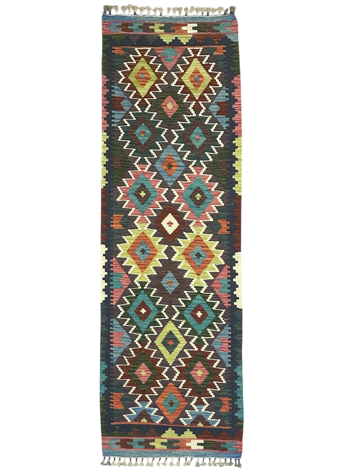 Afghan Kilim Runner 2'4" x 6'6", Hand-Woven Wool, No. 333