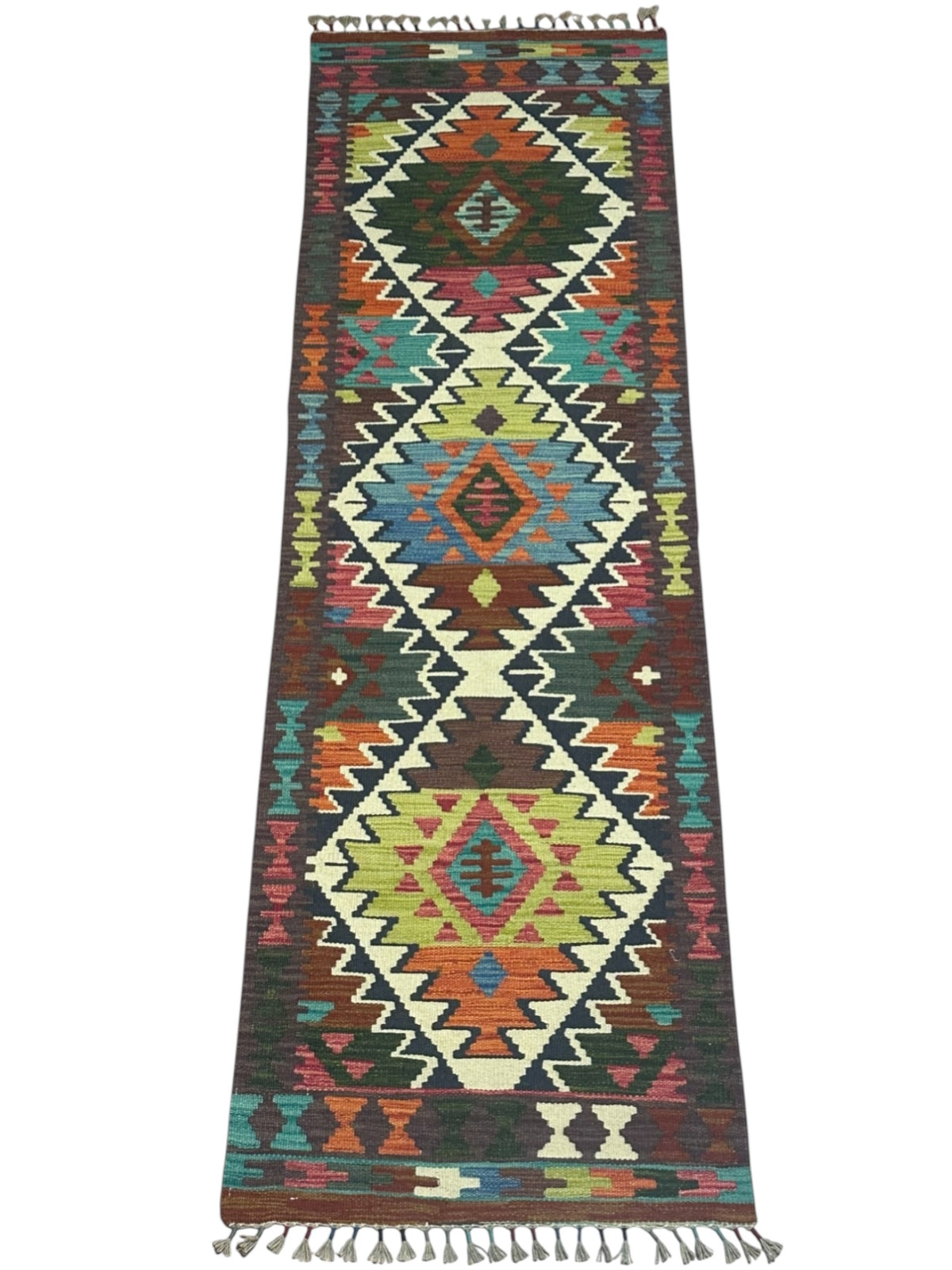 Afghan Kilim Runner 2' x 6'9", Hand-Woven Wool, No. 338, view 2