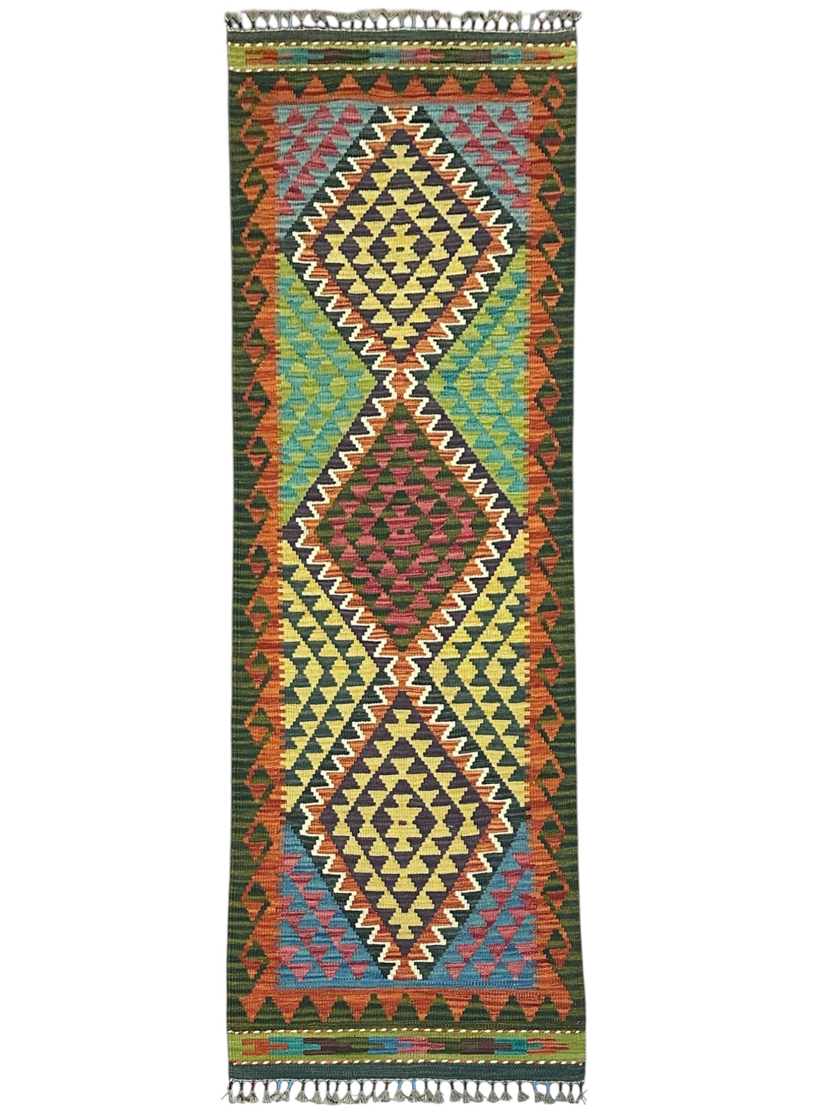 Afghan Kilim Runner 2'1" x 6'5", Hand-Woven Wool, No. 345