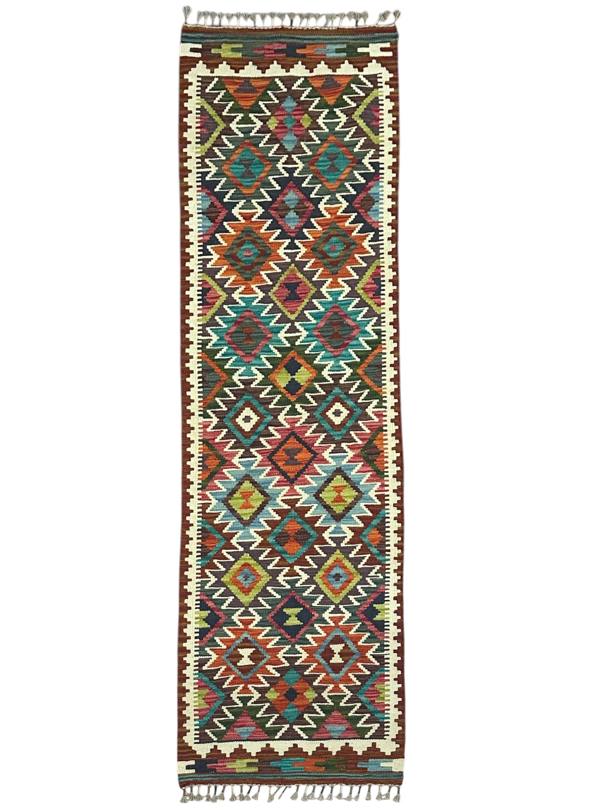 Afghan Kilim Runner 2'1" x 6'7", Hand-Woven Wool, No. 350