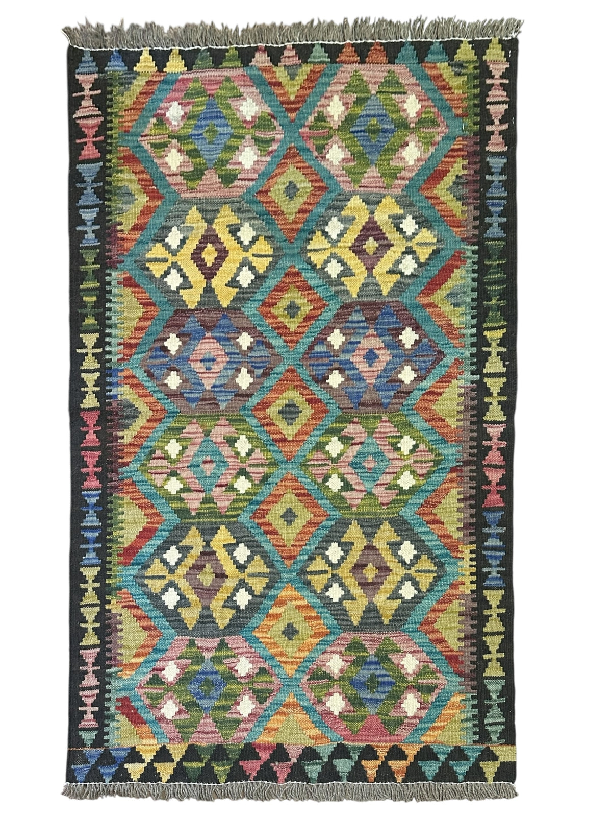 Afghan Kilim Rug 2'9" x 4'2", Hand-Woven Wool, No. 540