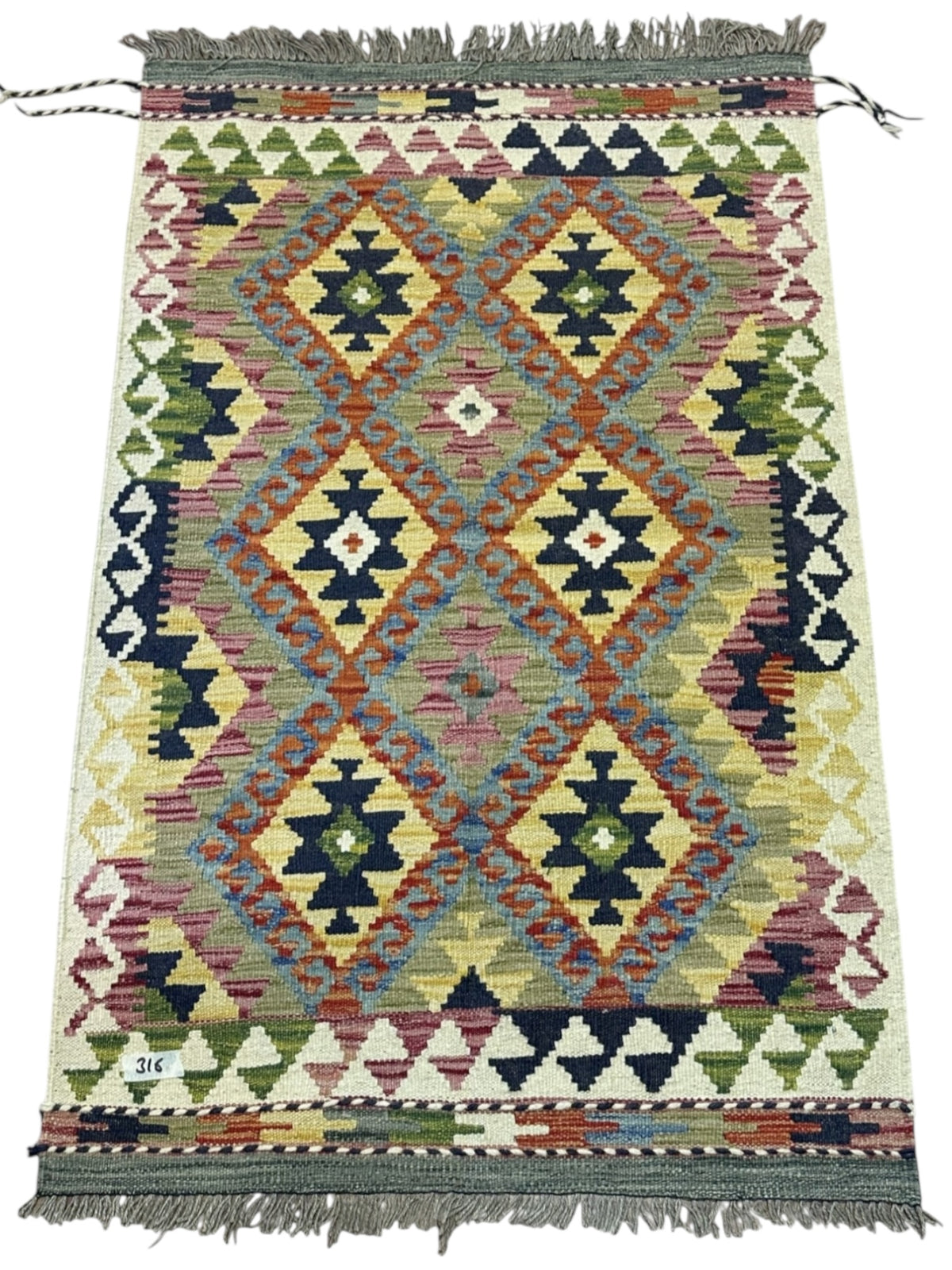 Afghan Kilim Rug 2'8" x 4'2", Hand-Woven Wool, No. 542, view 2