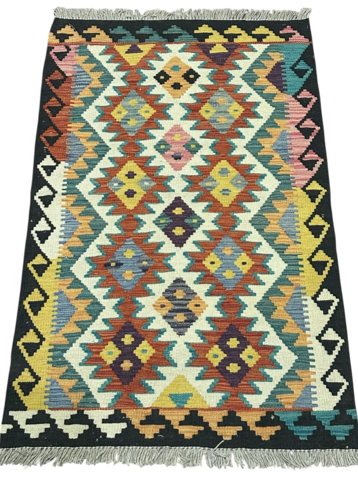 Afghan Kilim Rug 2'8" x 4'2", Hand-Woven Wool, No. 548, view 2