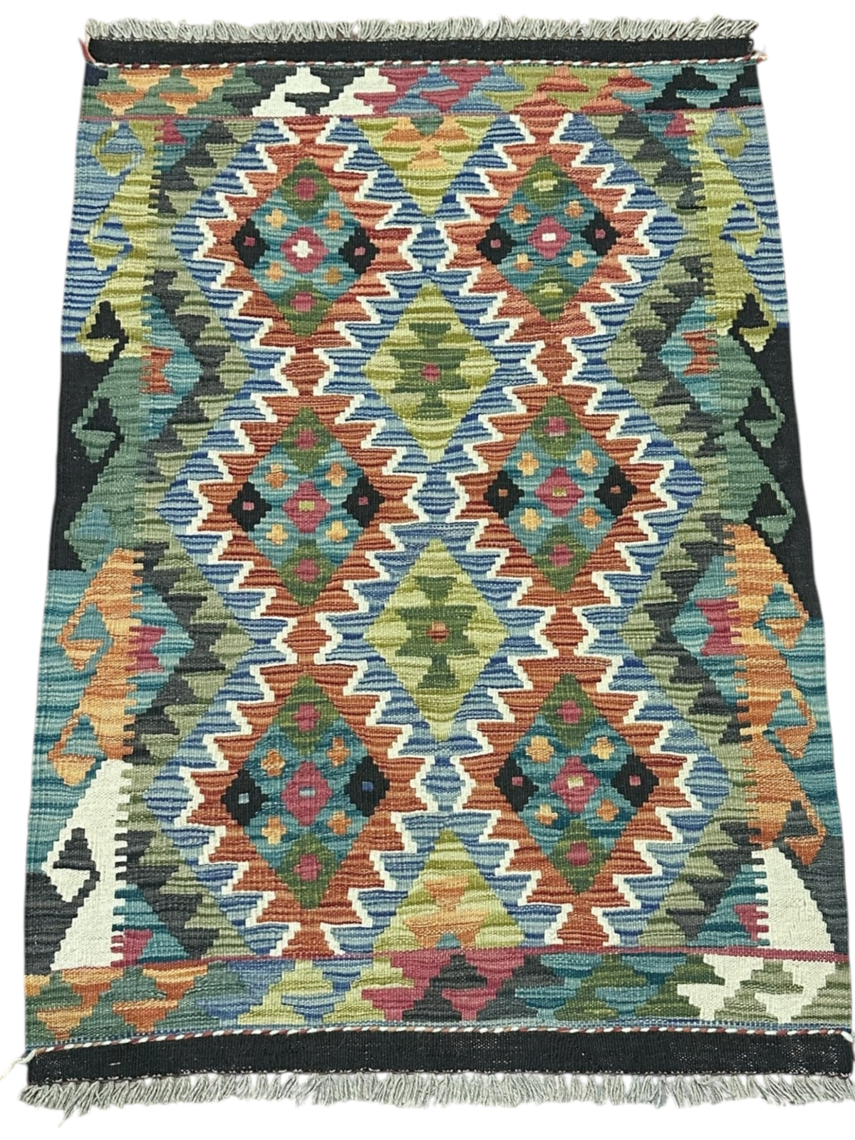 Afghan Kilim Rug 2'10" x 4'2", Hand-Woven Wool, No. 551, view 2