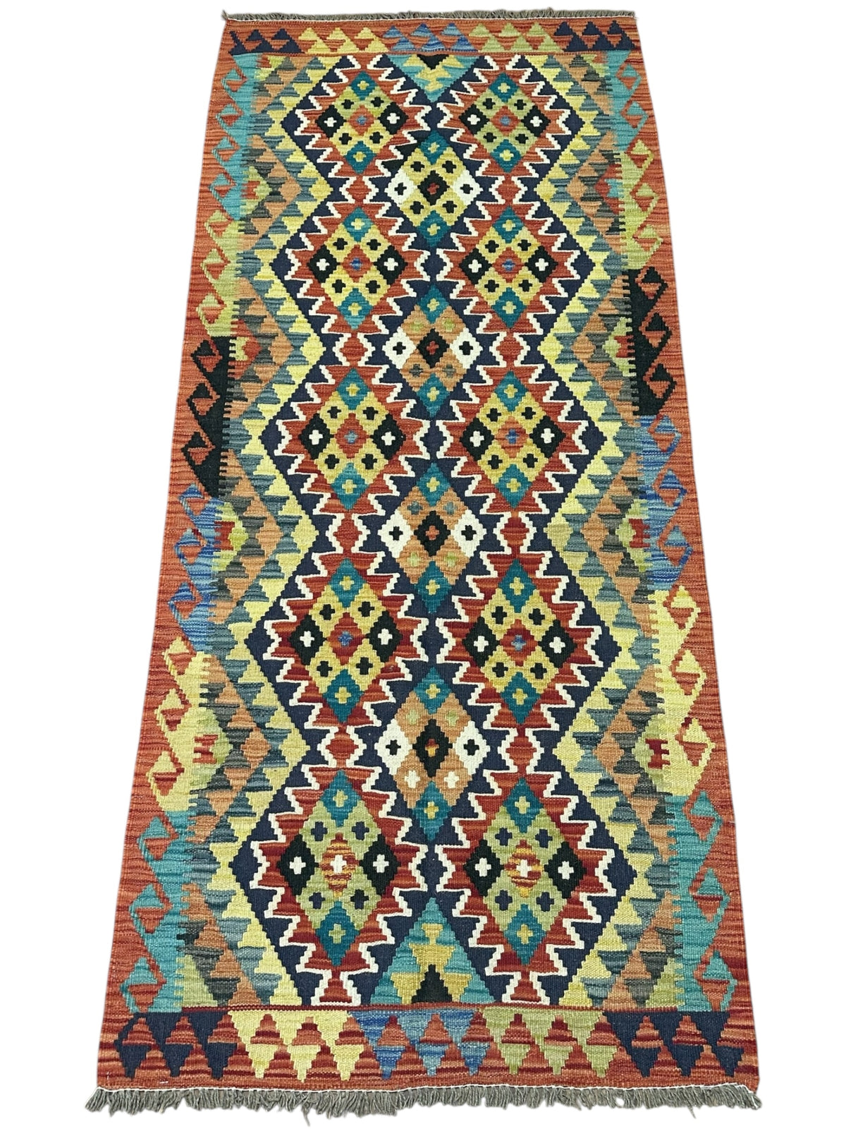 Afghan Kilim Runner 2'11" x 6'6", Hand-Woven Wool, No. 553, view 2