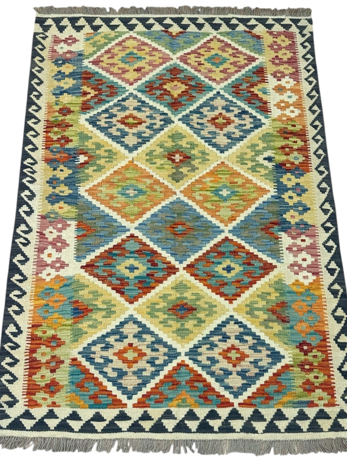 Afghan Kilim Rug 3'5" x 5', Hand-Woven Wool, No. 558, view 2