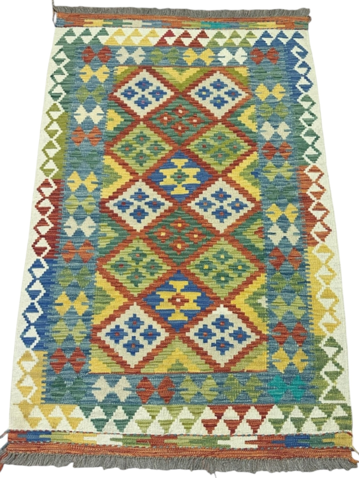 Afghan Kilim Rug 3'5" x 5'4", Hand-Woven Wool, No. 562, view 2