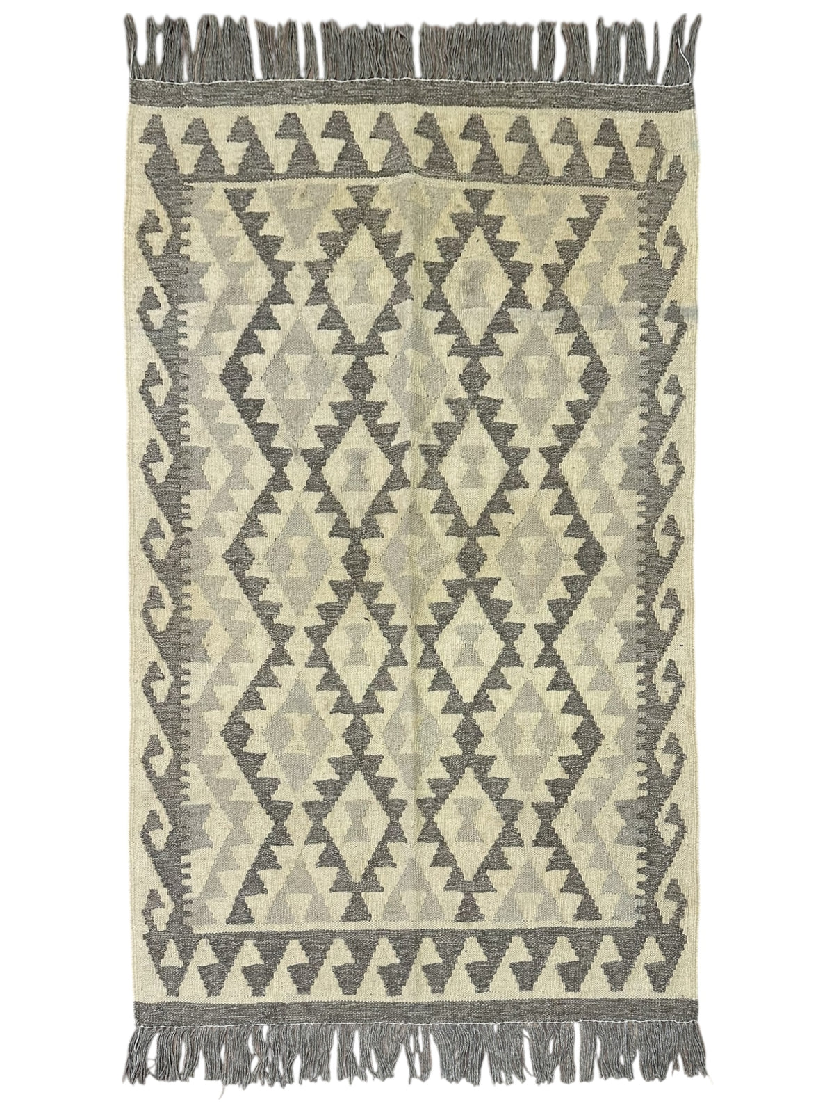 Afghan Kilim Rug 3'3" x 4'10", Hand-Woven Wool, No. 569