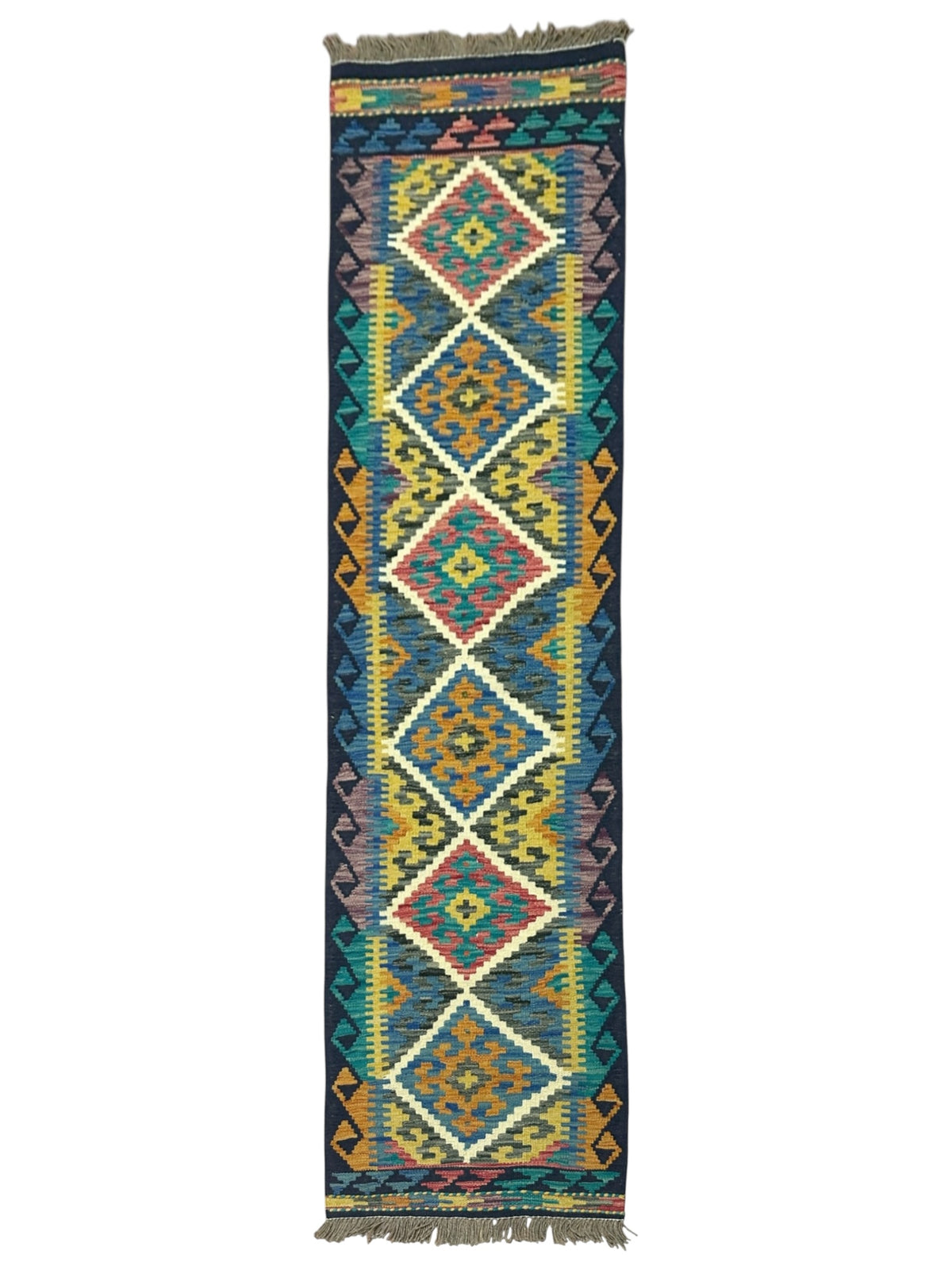 Afghan Kilim Runner 2' x 6'8", Hand-Woven Wool, No. 578