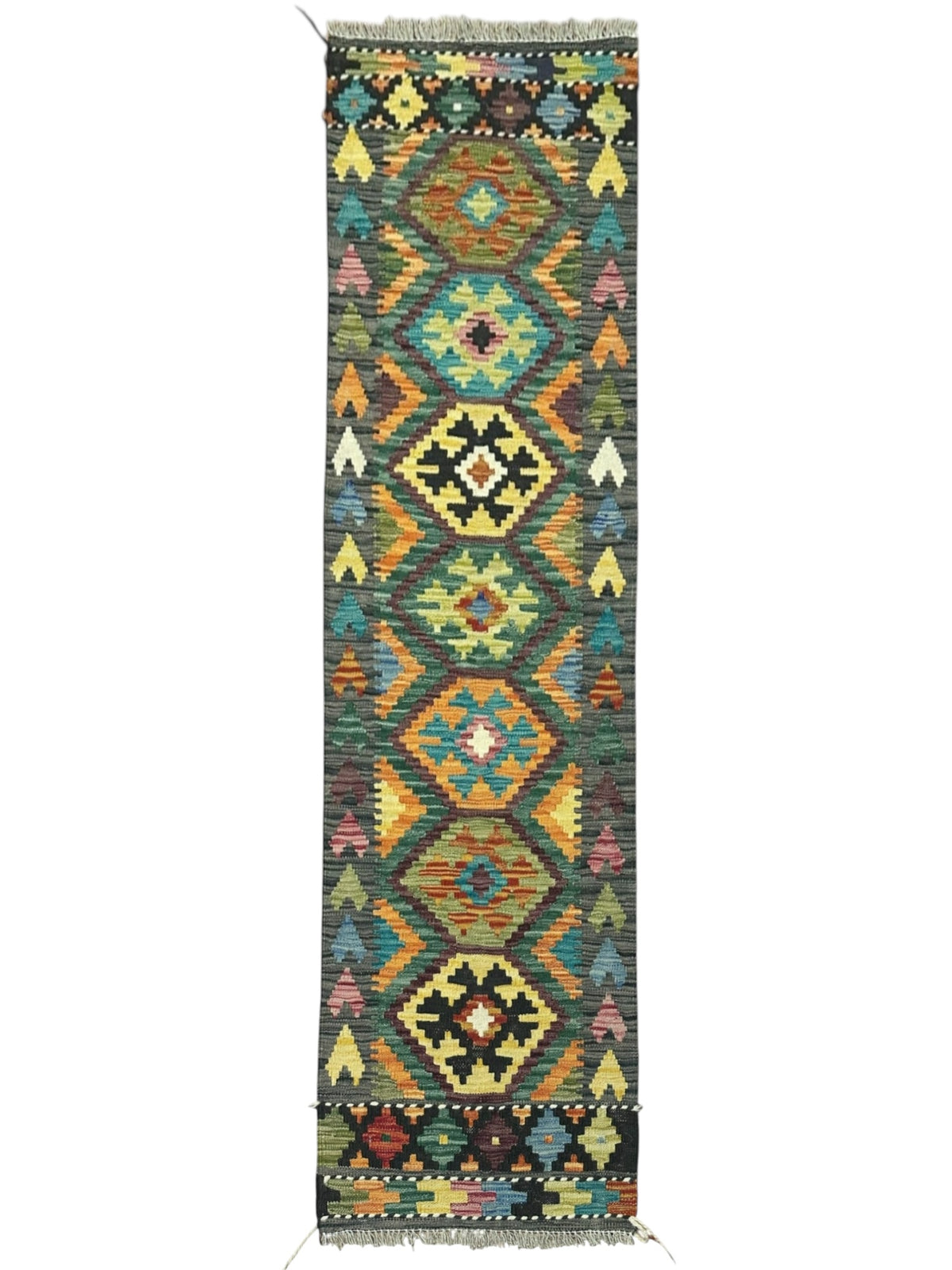 Afghan Kilim Runner 1'11" x 6'4", Hand-Woven Wool, No. 587