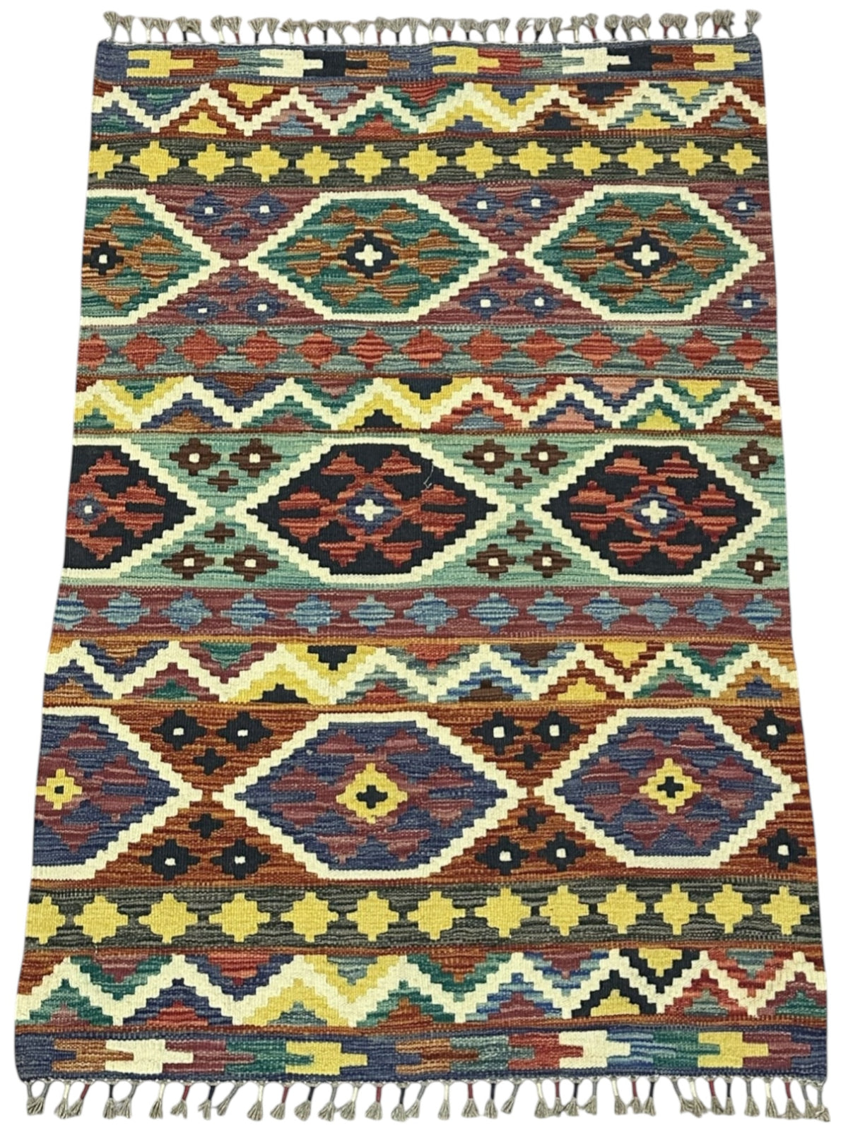 Afghan Kilim Rug 3'3" x 4'10", Hand-Woven Wool, No. 607, view 2