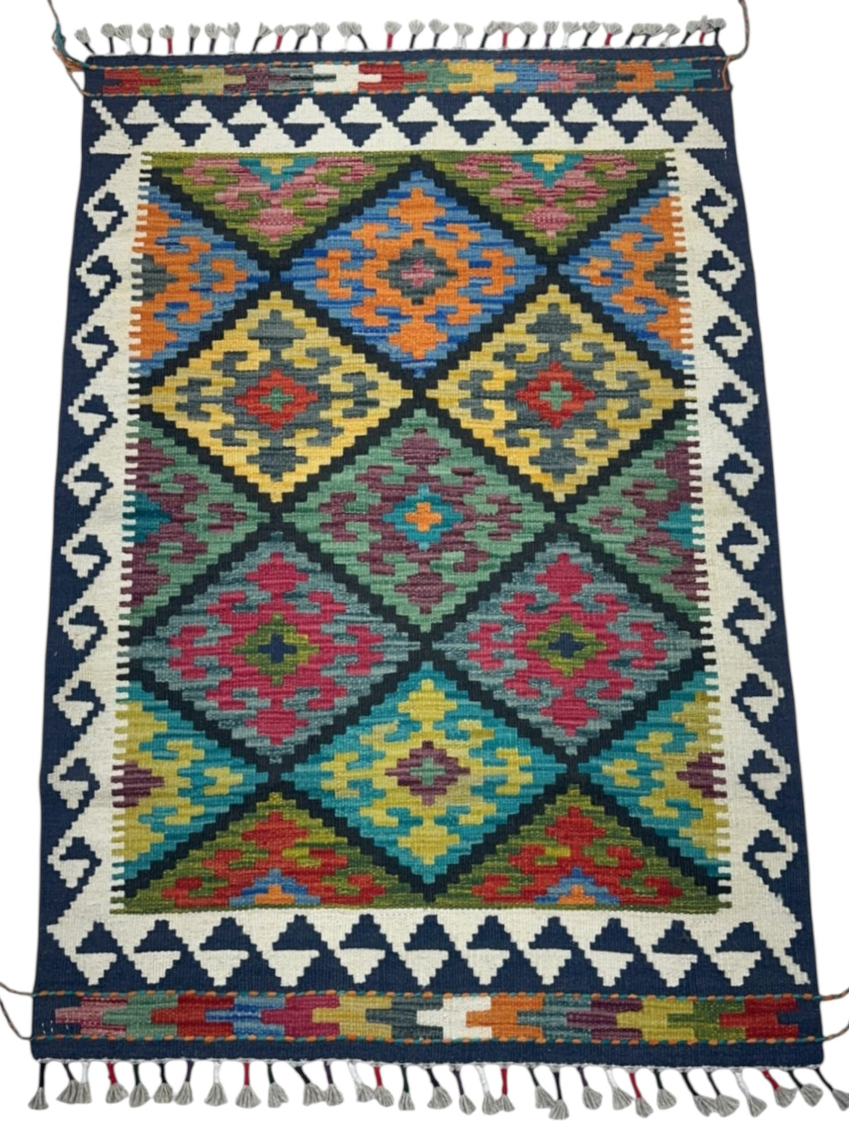 Afghan Kilim Rug 2'7" x 3'11", Hand-Woven Wool, No. 745, view 2