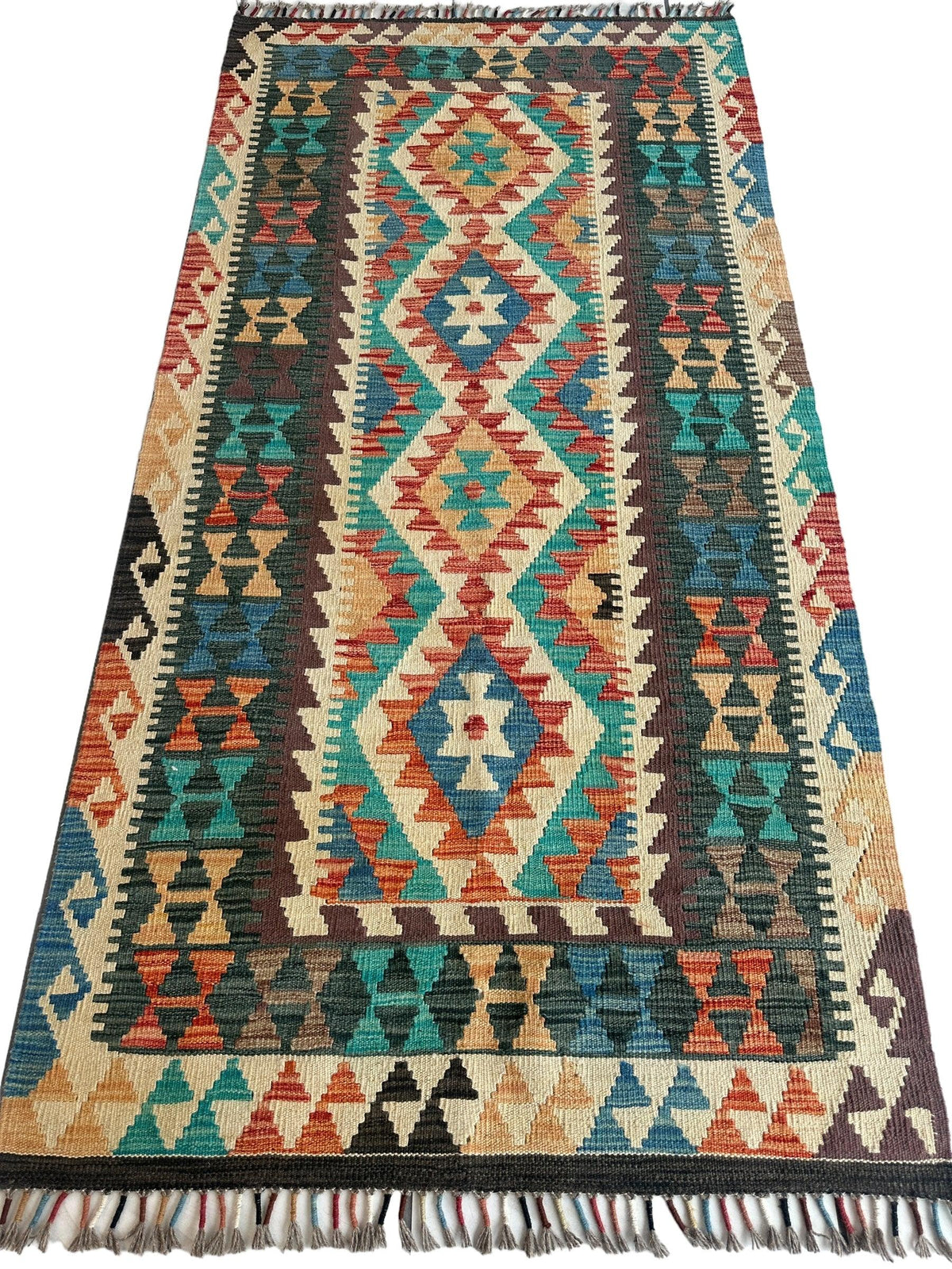 Afghan Chobi Kilim Rug 3'6" x 7', Hand-Woven, view 2