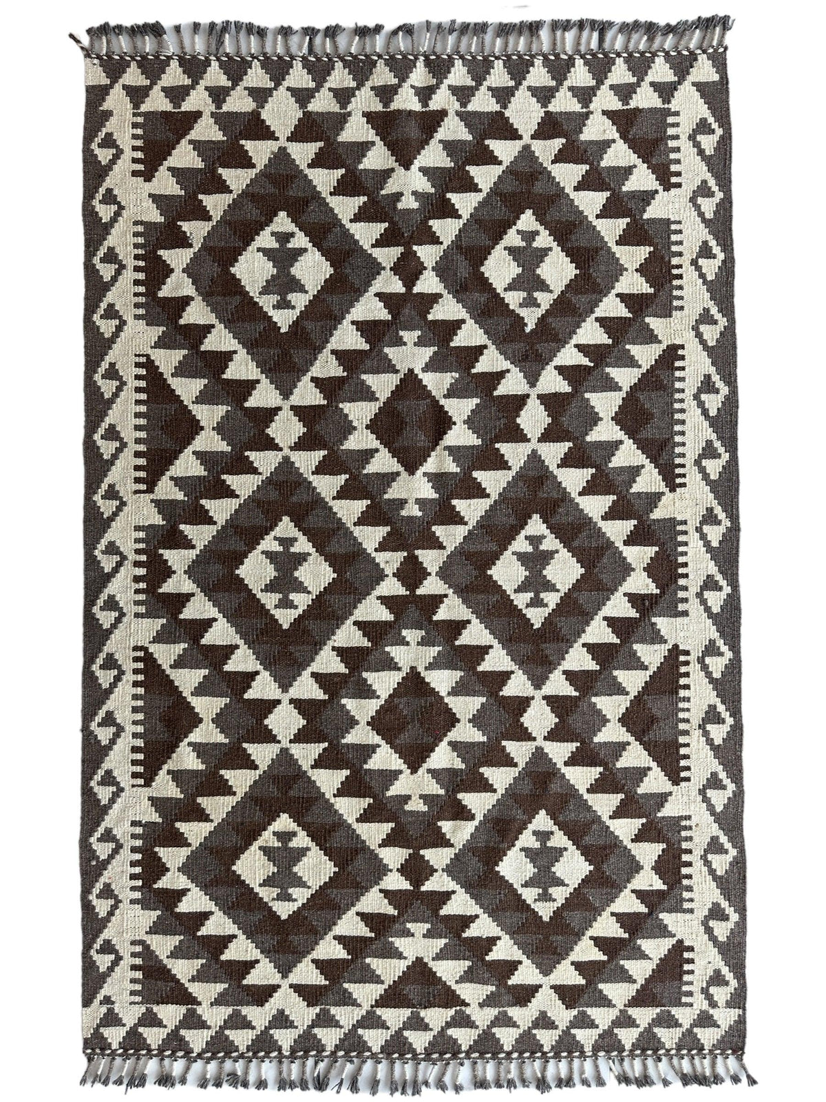 Afghan Chobi Kilim Rug 3'4" x 5'5", Hand-Woven