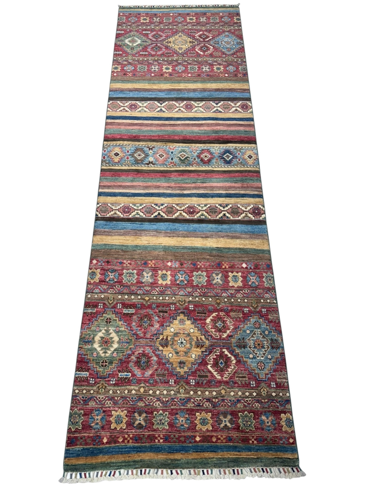 Afghan Khorjin Runner 2'8" x 8'8", Hand-Knotted Ghazni Wool, Red, view 2