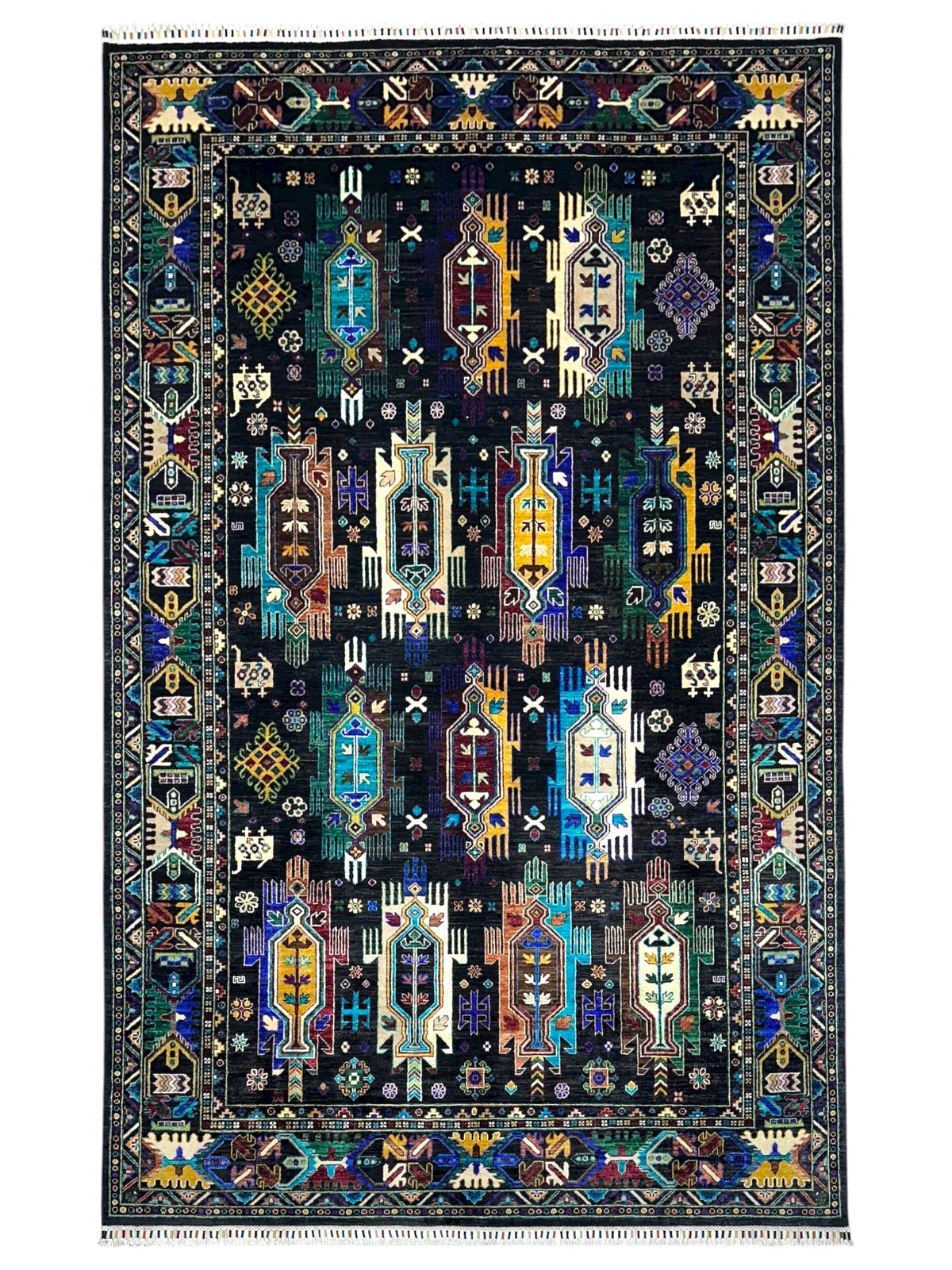 Afghan Chobi Kashani Rug 6'9" x 10', Hand-Knotted Ghazni Wool