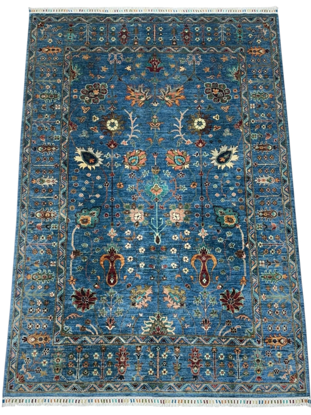 Afghan Chobi Sultani Rug 5'9" x 8'2", Hand-Knotted Ghazni Wool, Blue, view 2