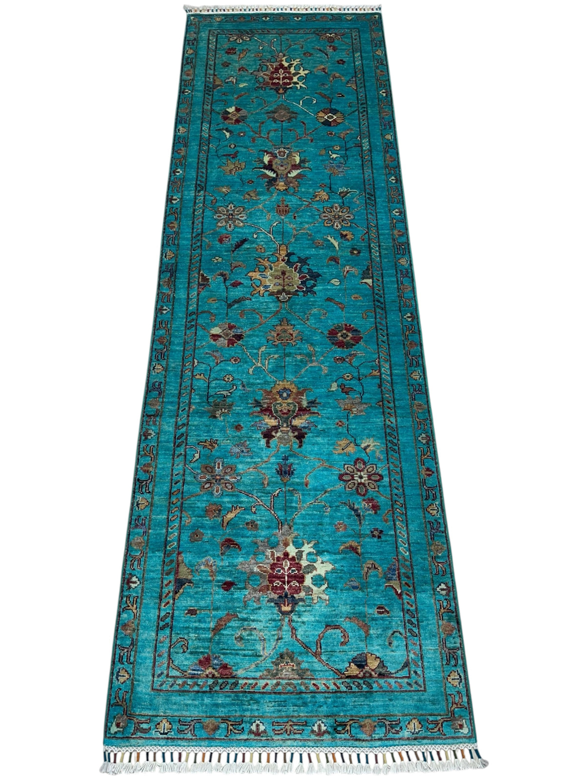 Afghan Chobi Sultani Runner 2'8" x 8'6", Hand-Knotted Wool, Blue, view 2
