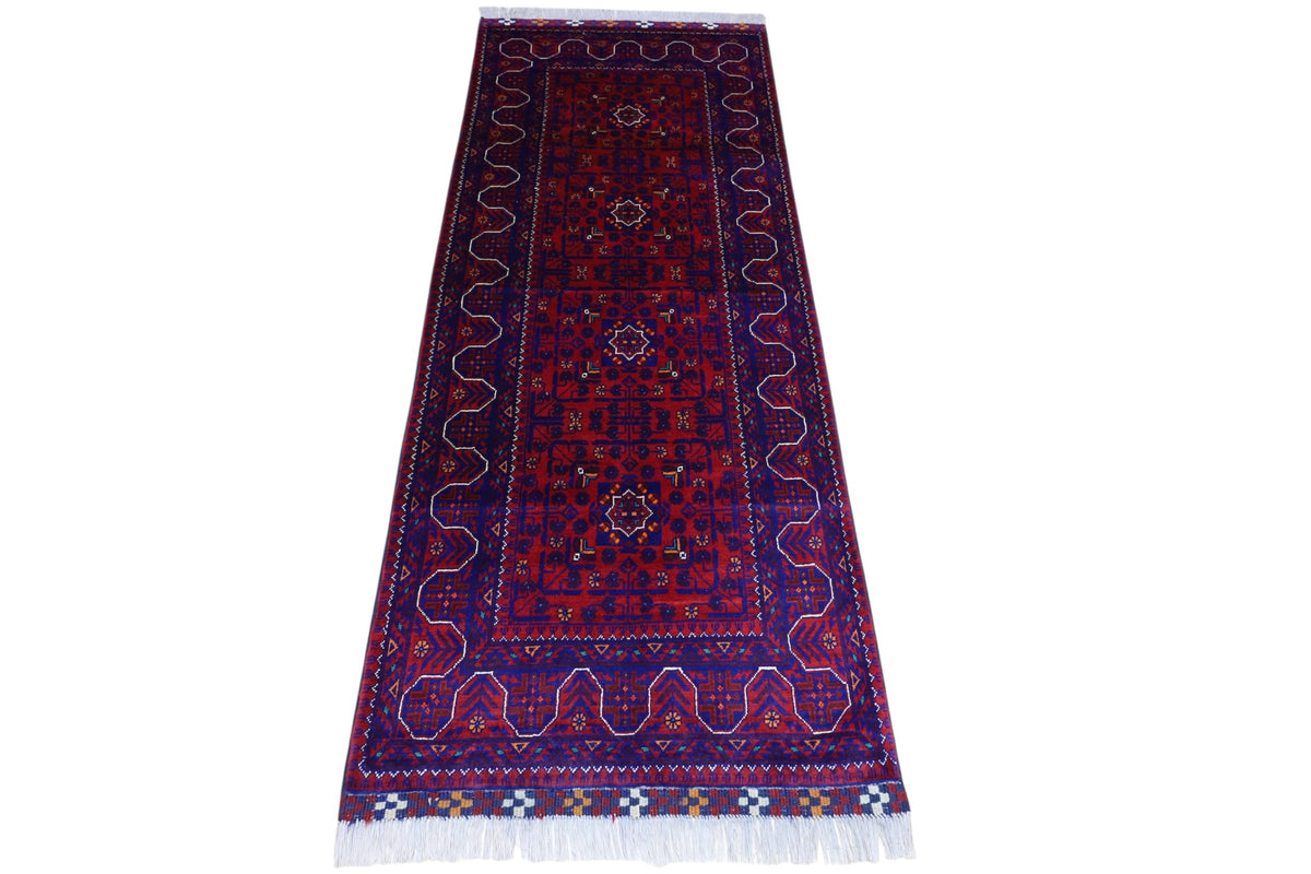 Afghani Runner runner size range tribal Red Blue laid flat