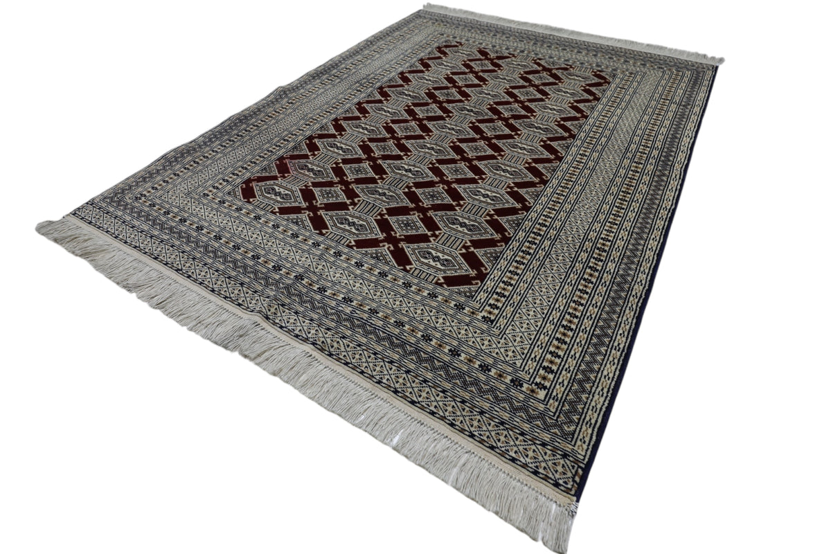 Afghan Herati Rug 4x6, Gray, Burgundy & Ivory, Hand-Knotted Wool, view 2