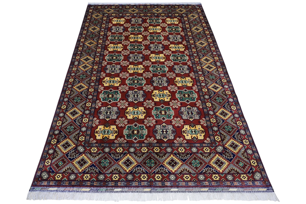 Afghan Bakhtiari Rug 6'7" x 10'1", Hand-Knotted Wool, Red & Cream, view 2