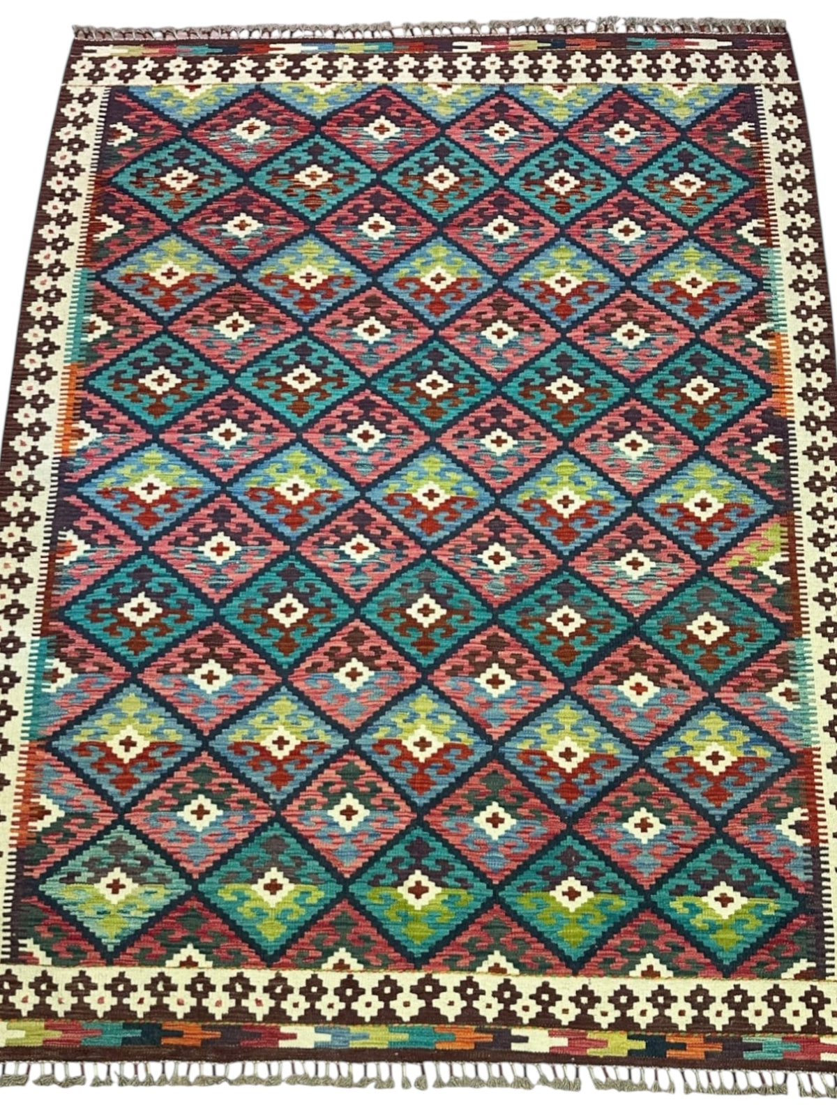 Afghan Kilim Rug 5'10" x 8'3", Hand-Woven Wool, No. 020, view 2