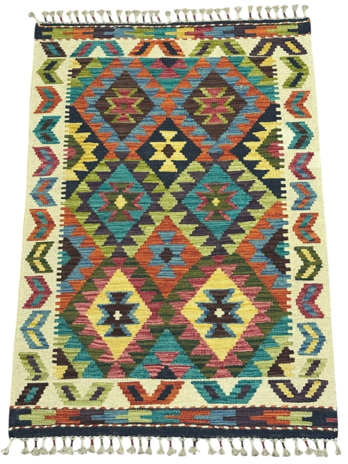 Afghan Kilim Rug 2'9" x 4', Hand-Woven Wool, No. 304, view 2