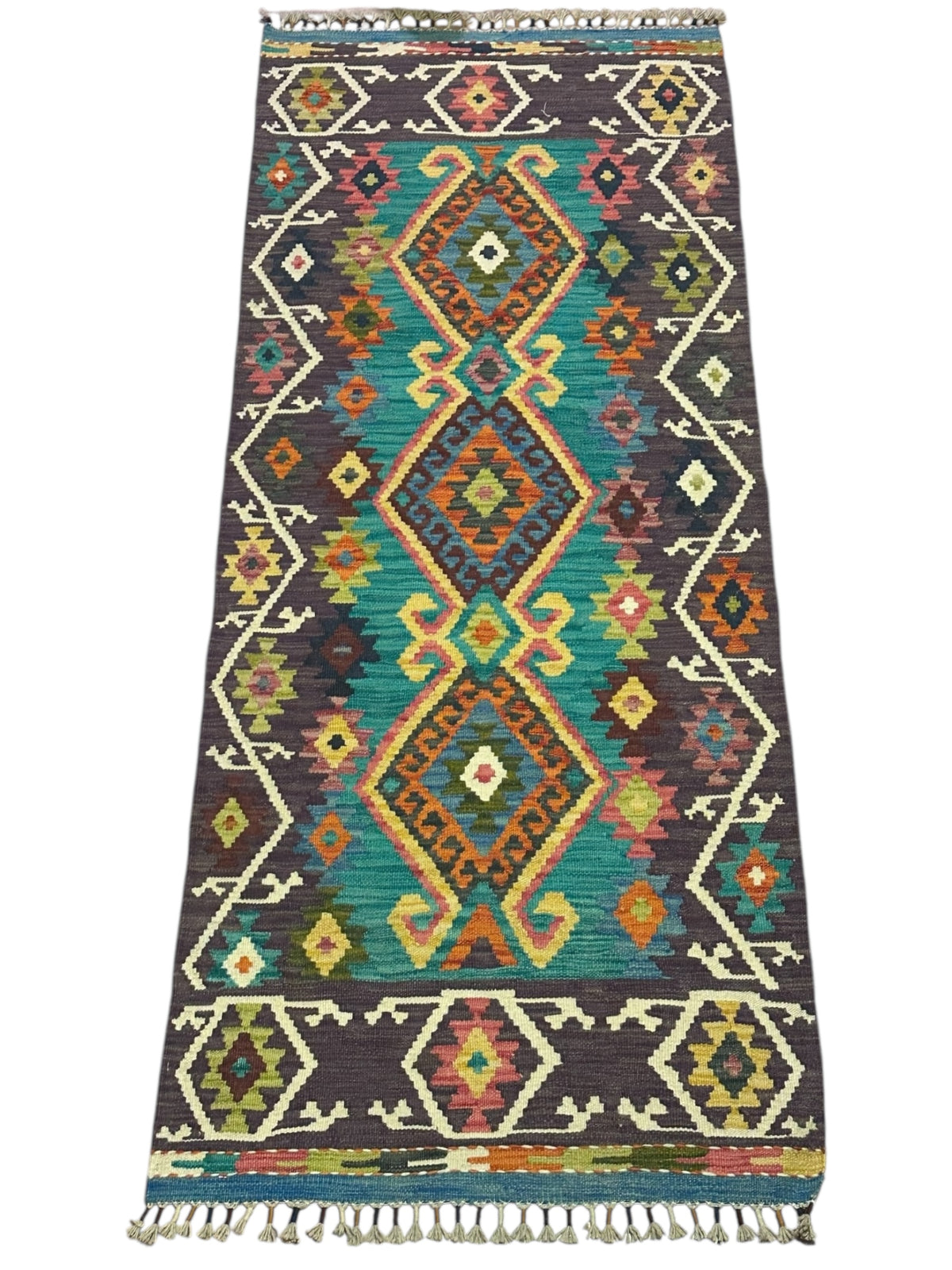 Afghan Kilim Runner 2'8" x 6'6", Hand-Woven Wool, No. 316, view 2
