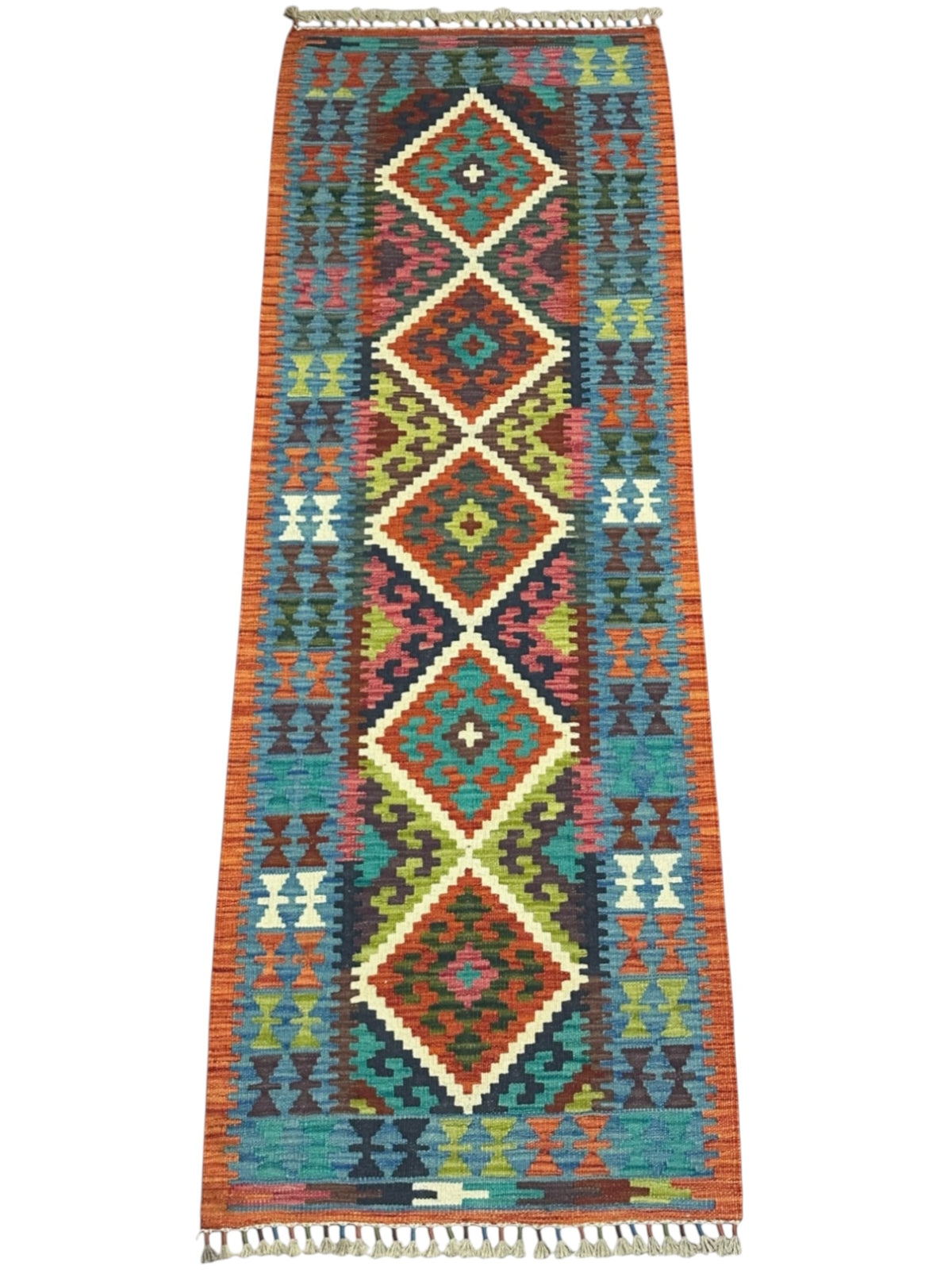 Afghan Kilim Runner 2'4" x 8'2", Hand-Woven Wool, No. 324, view 2